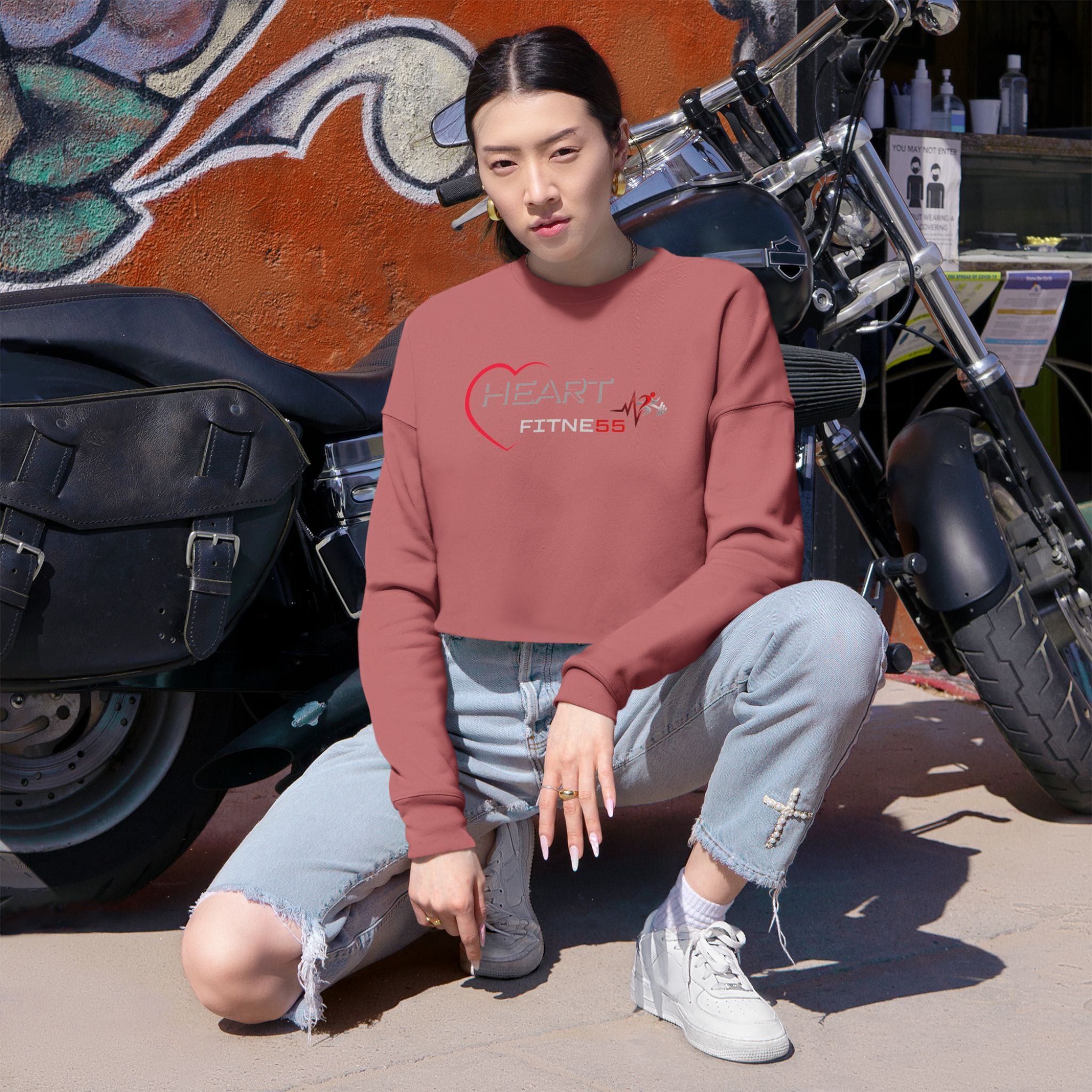 Pulse Fitne55 Women's (Heart Fitne55)  Cropped Sweatshirt