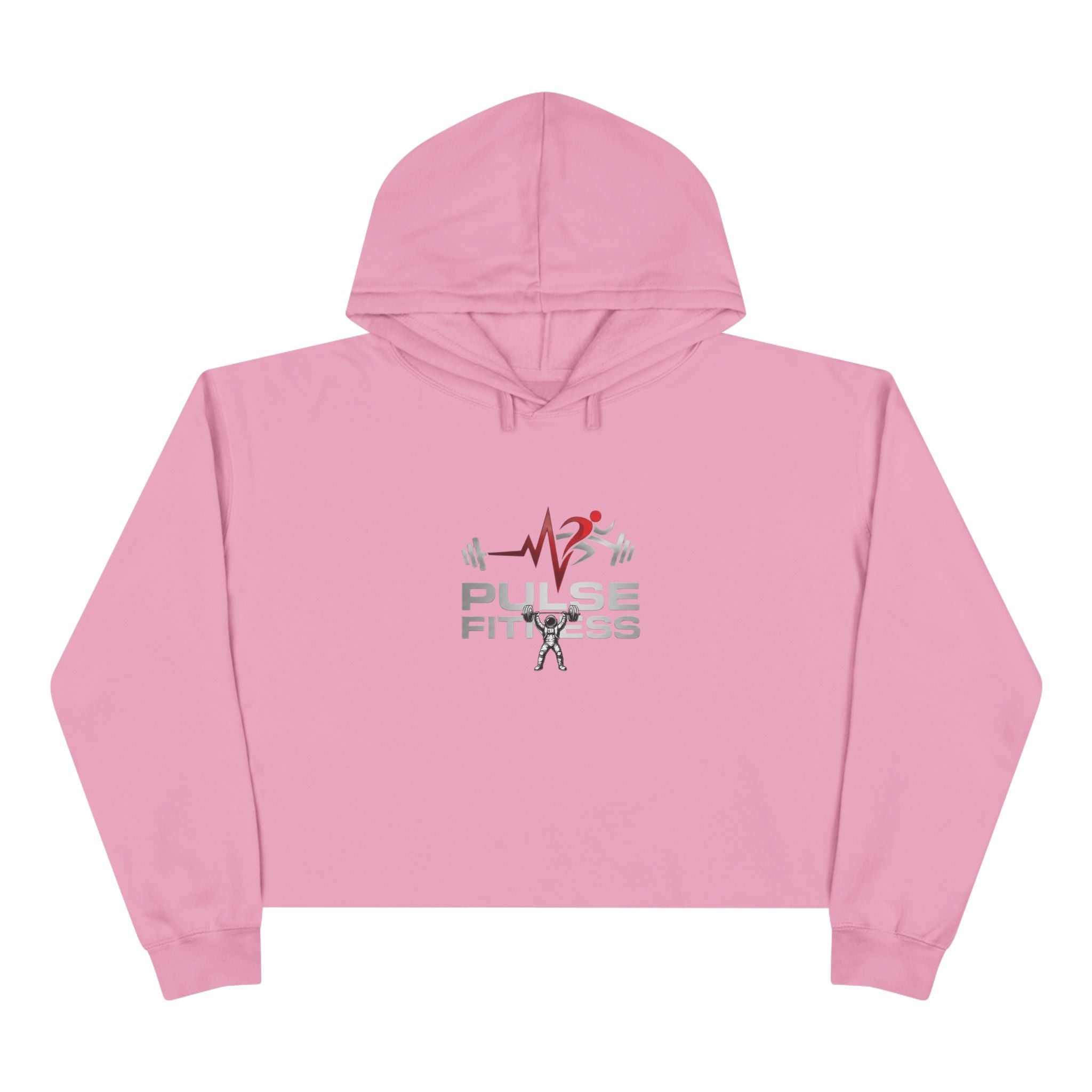 Pulse Fitne55 Crop Hoodie — Women's Gym Cropped Hoodie with Pulse Fitne55beat Barbell Logo
