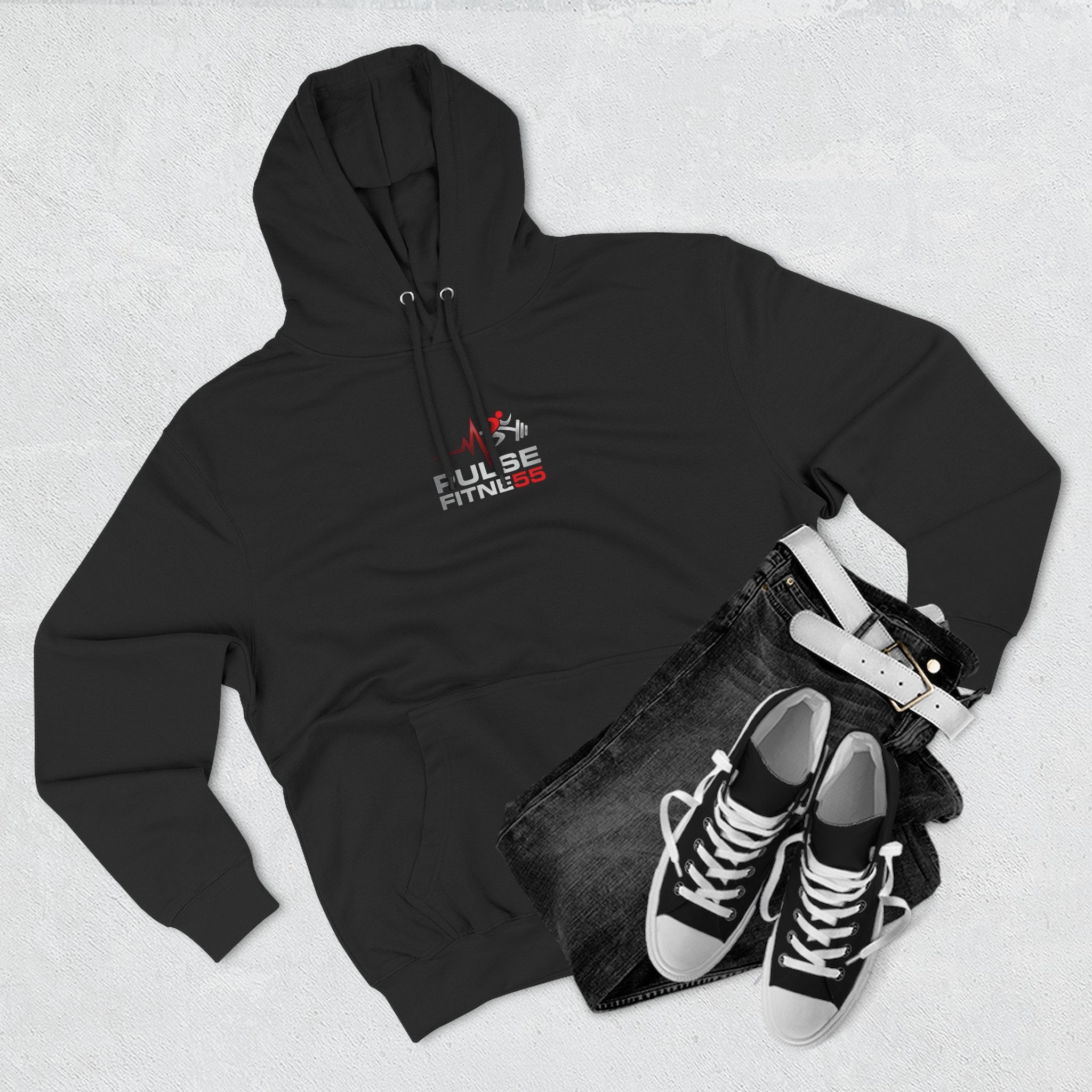 Fitness Pulse Hoodie — 'Pulse Fitness 55' Motivational Gym Sweatshirt