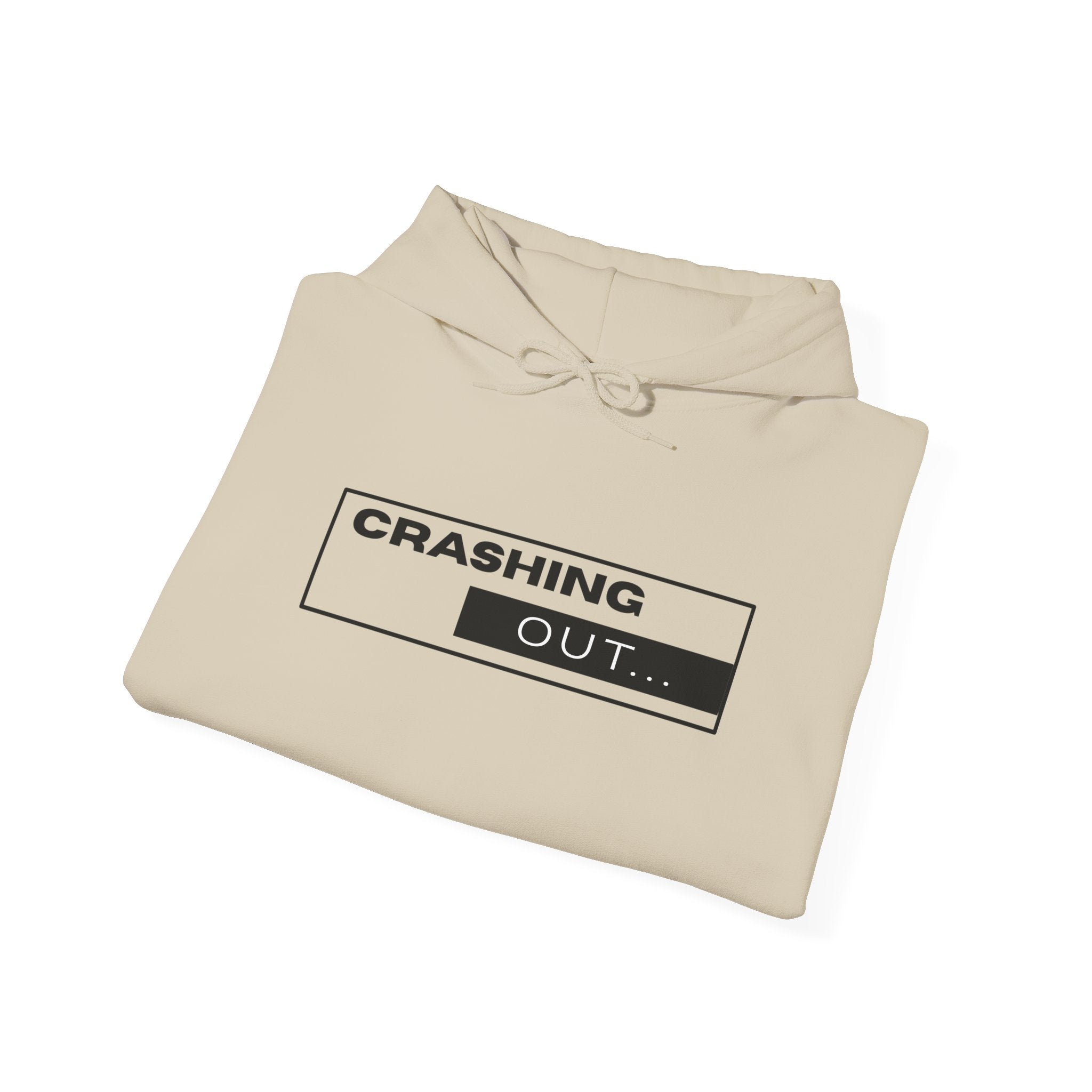 Crashing Out Minimalist Hoodie — 'Crashing Out' Text Graphic Pullover