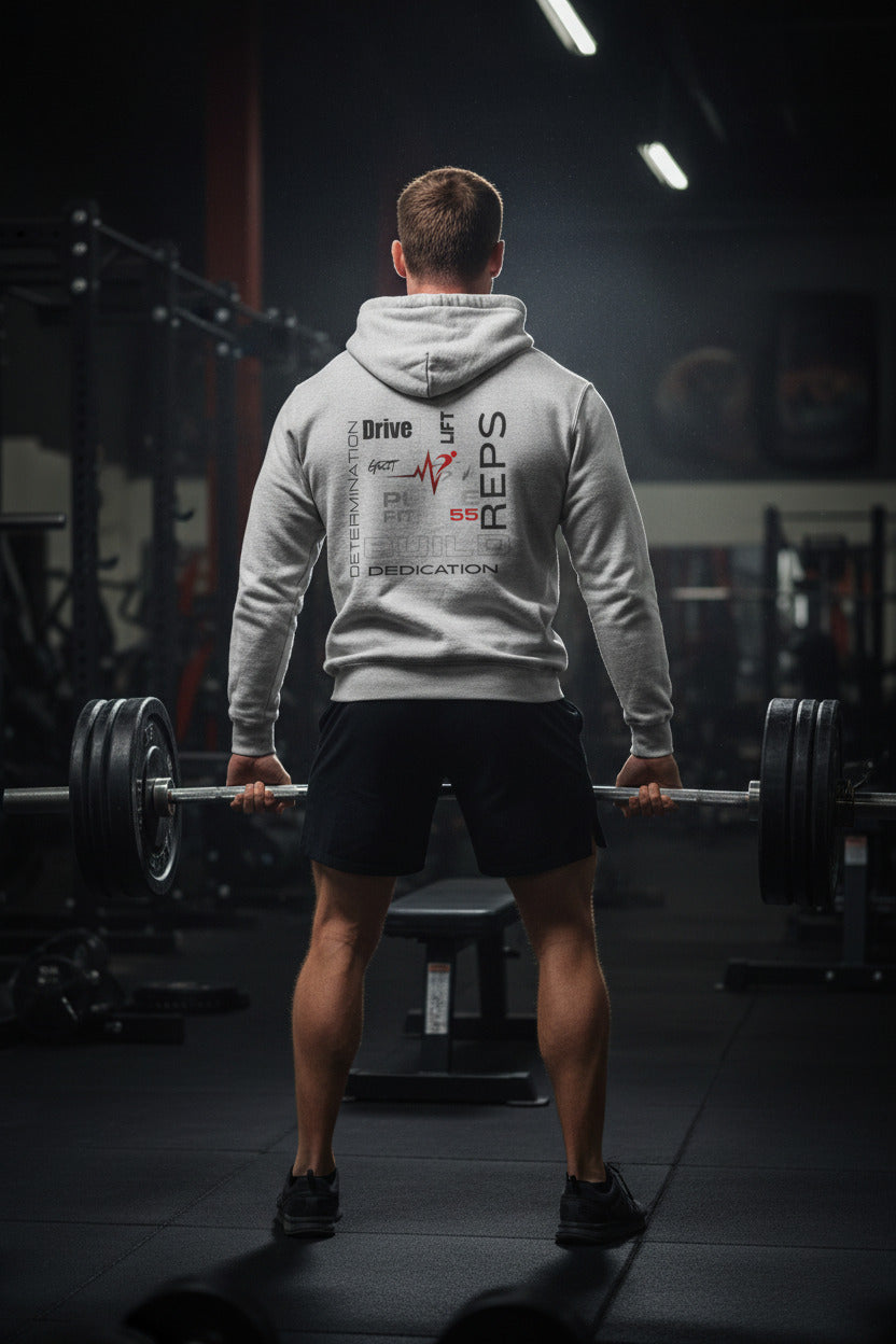 Fitness Pulse Hoodie — 'Pulse Fitness 55' Motivational Gym Sweatshirt