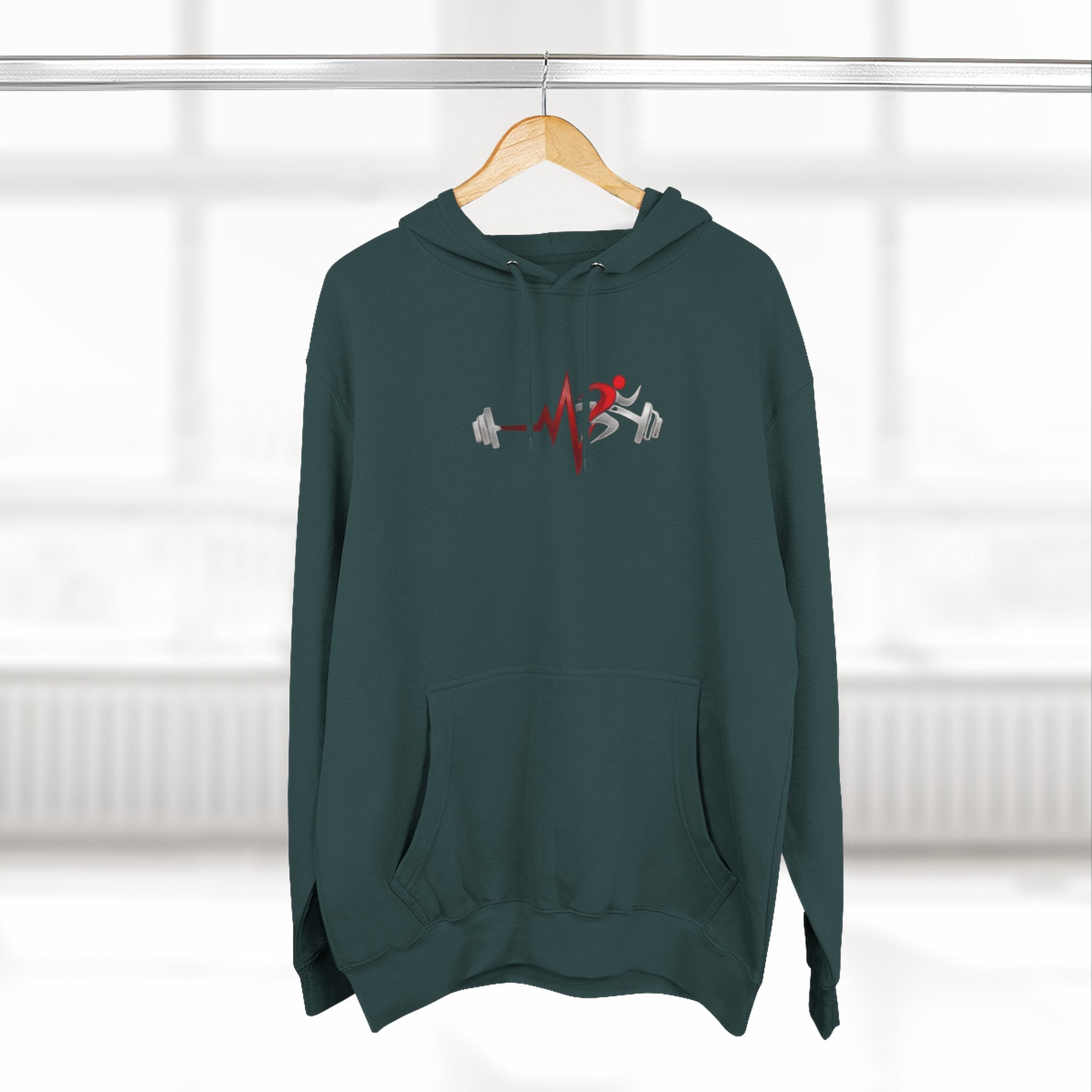 Fitness Heartbeat Hoodie — Weightlifting Pulse Graphic Hoodie