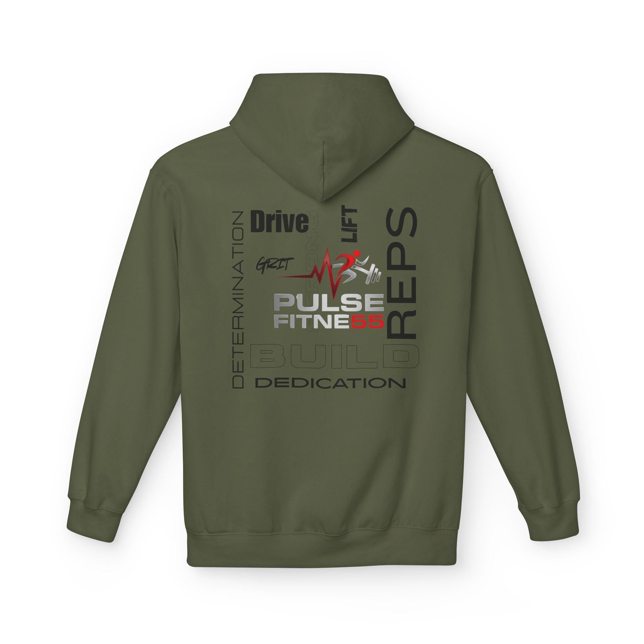 Pulse Fitne55- Midweight Softstyle Fleece Hoodie- rep/lift/drive logo