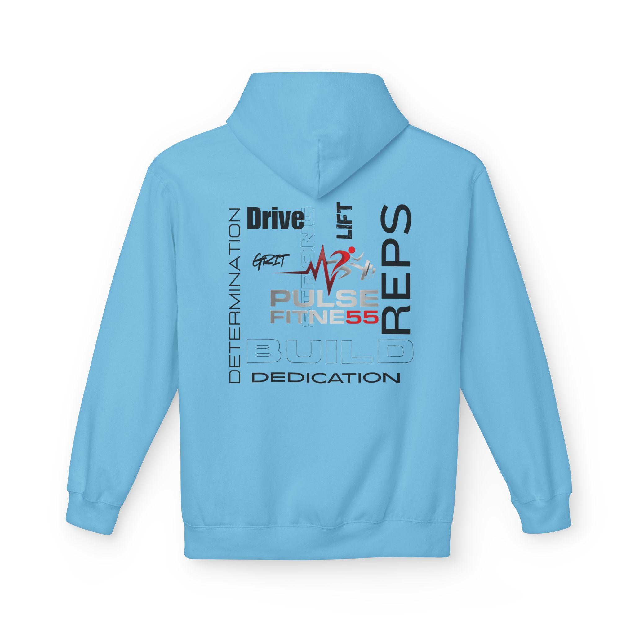 Pulse Fitne55- Midweight Softstyle Fleece Hoodie- rep/lift/drive logo