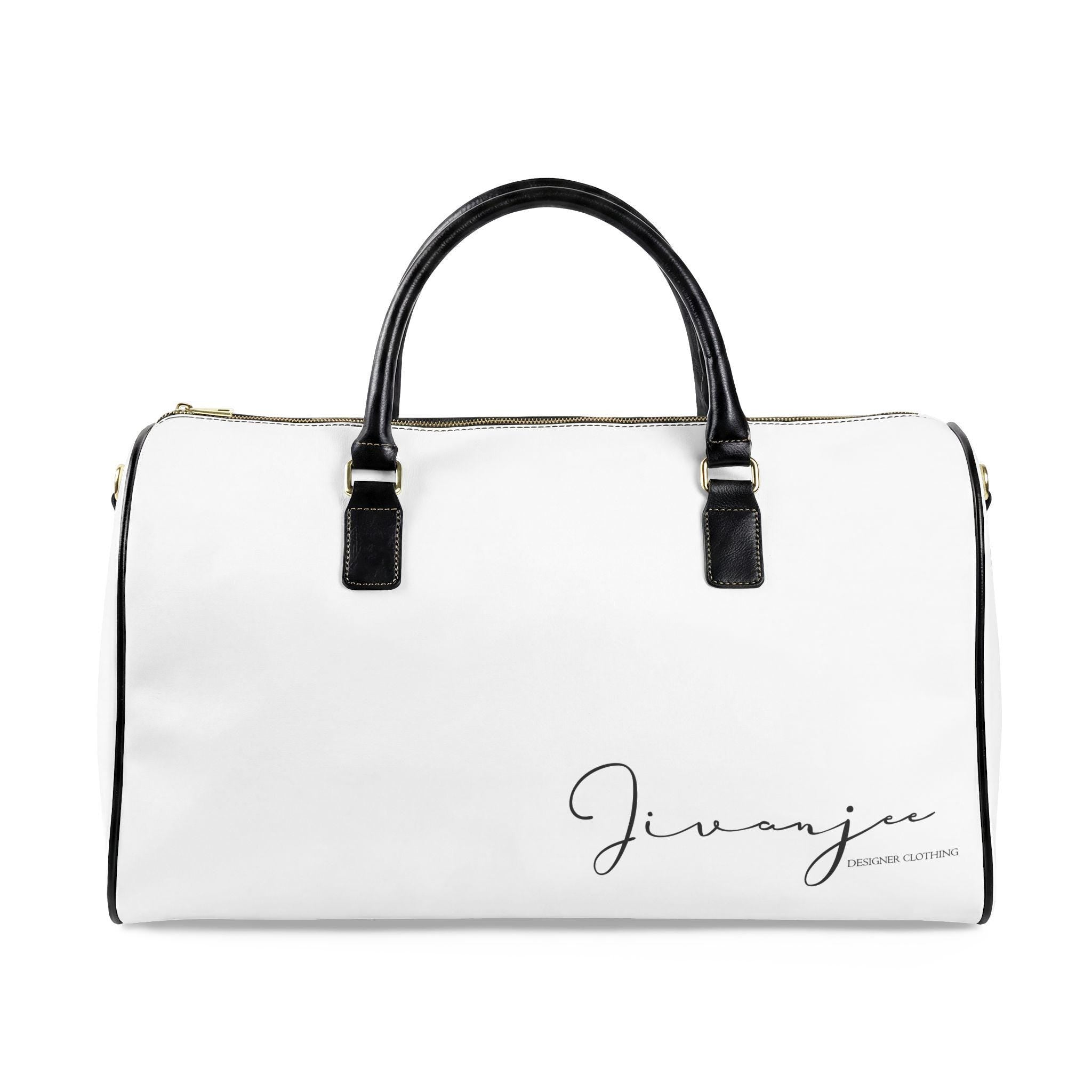 Jivanjee Designer Faux Leather Travel Bag  Minimal Script Monogram Weekender