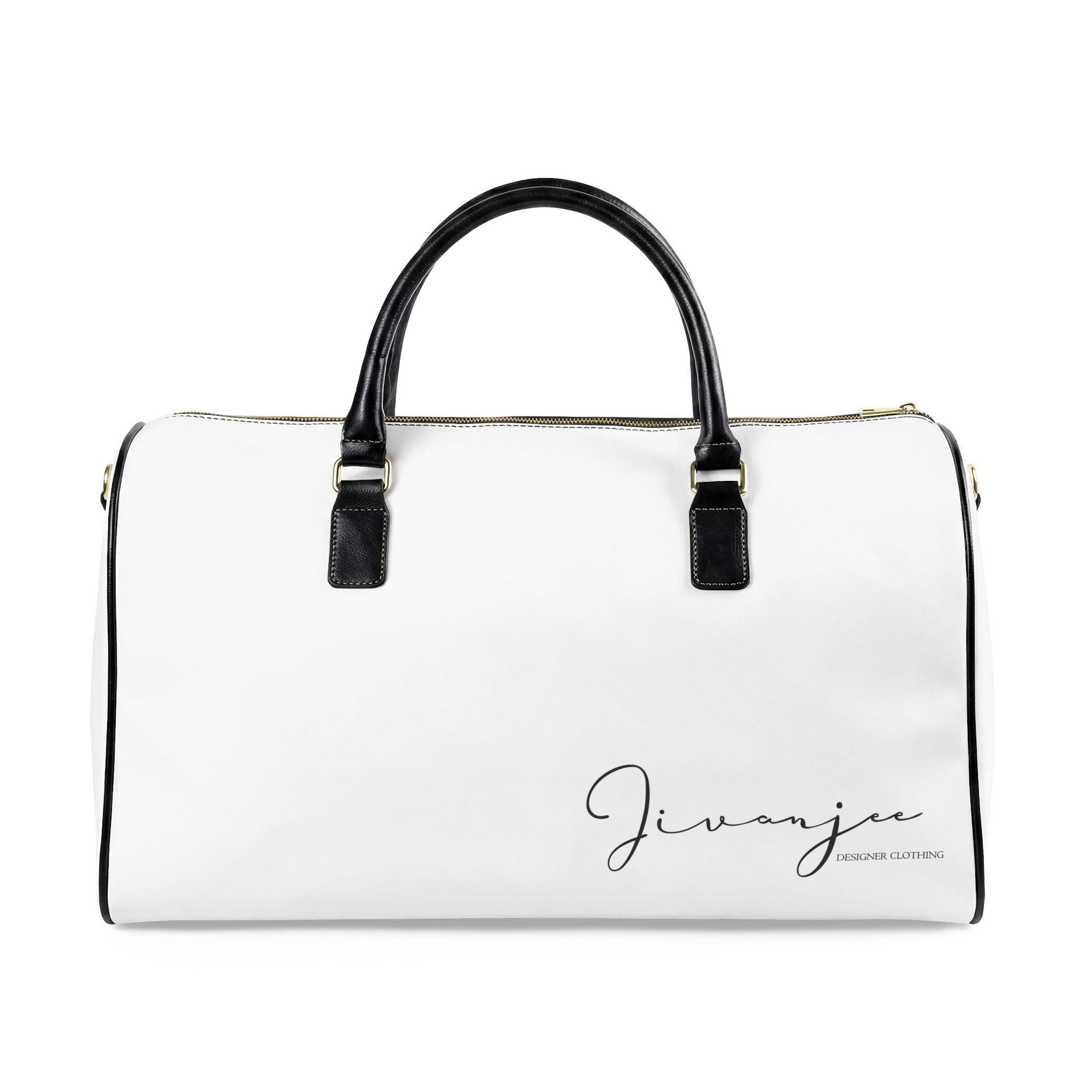 Jivanjee Designer Faux Leather Travel Bag  Minimal Script Monogram Weekender