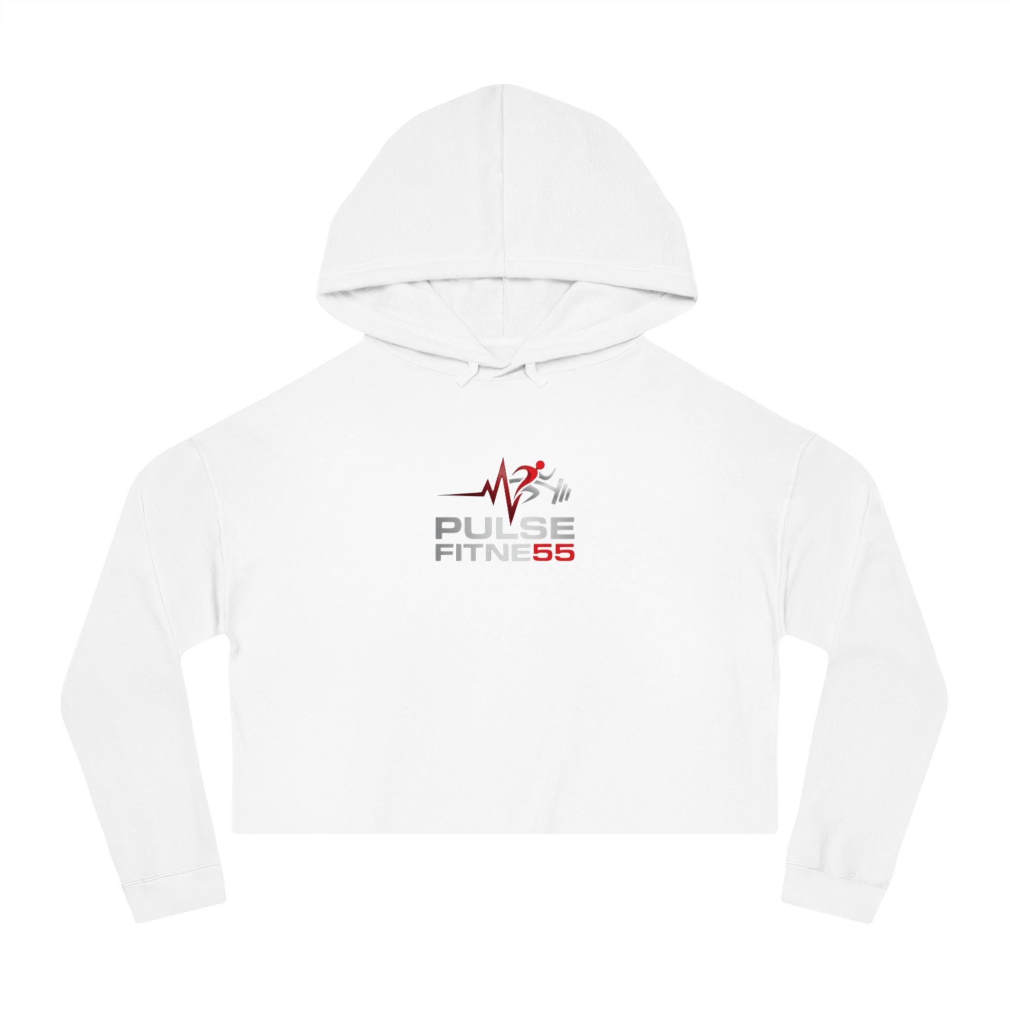 Pulse Fitness 55 Logo Cropped Hoodie | Athletic Workout Sweatshirt