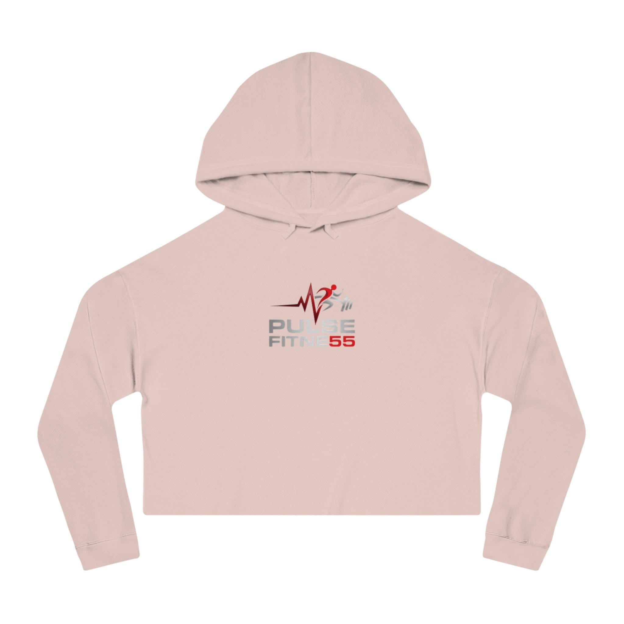Pulse Fitness 55 Logo Cropped Hoodie | Athletic Workout Sweatshirt