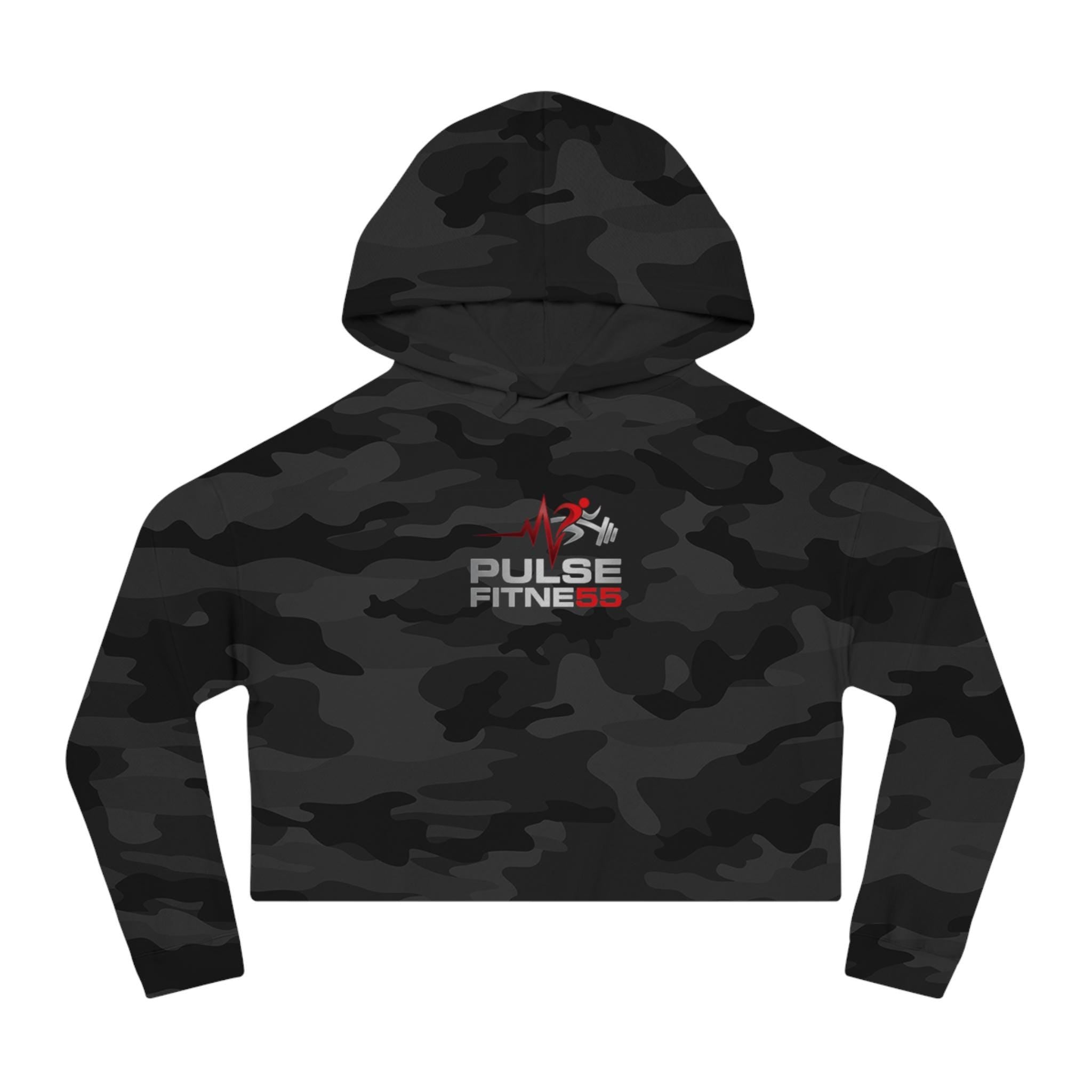 Pulse Fitness 55 Logo Cropped Hoodie | Athletic Workout Sweatshirt