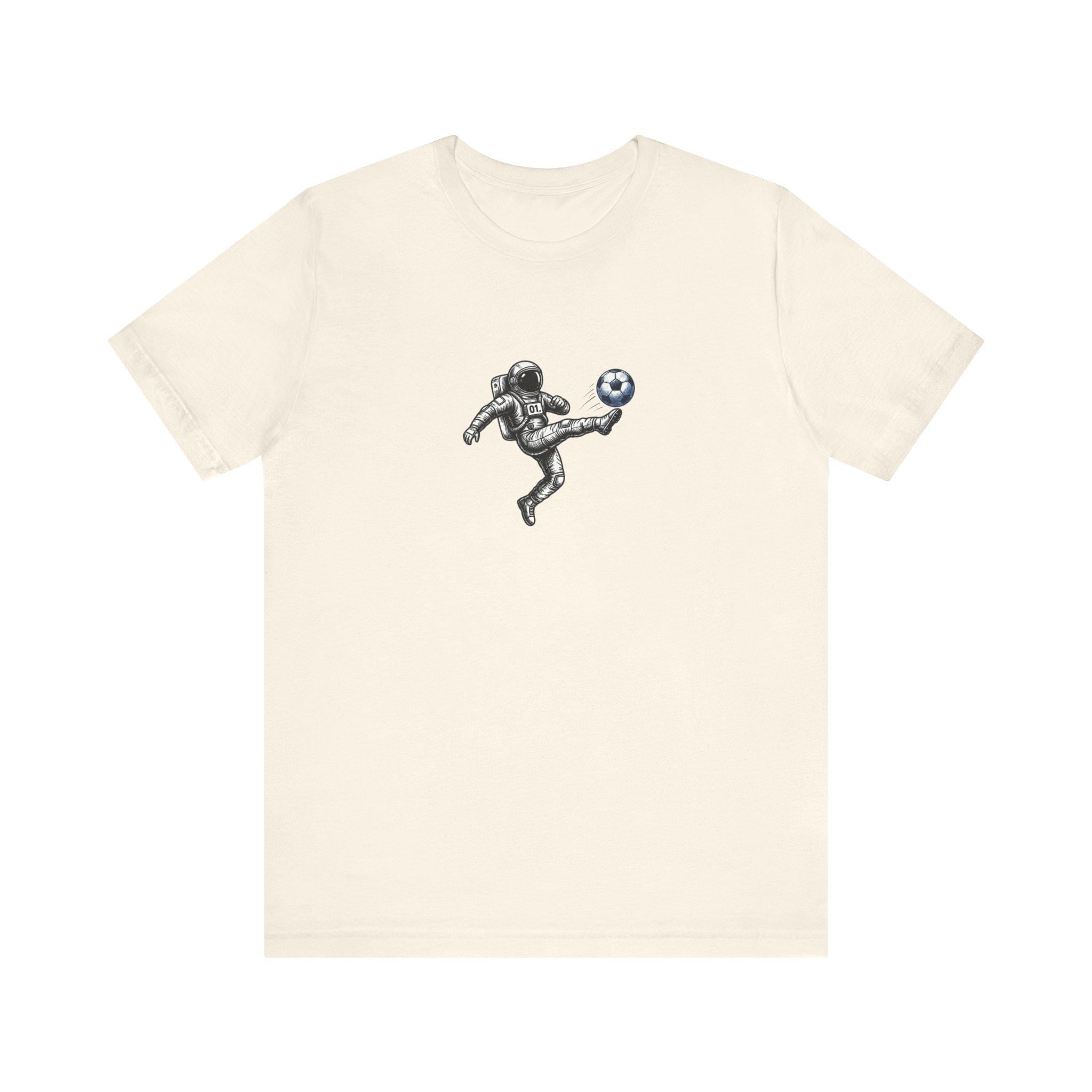 Astronaut Playing Soccer T-Shirt | Space Football Tee, Athletic Logo Back