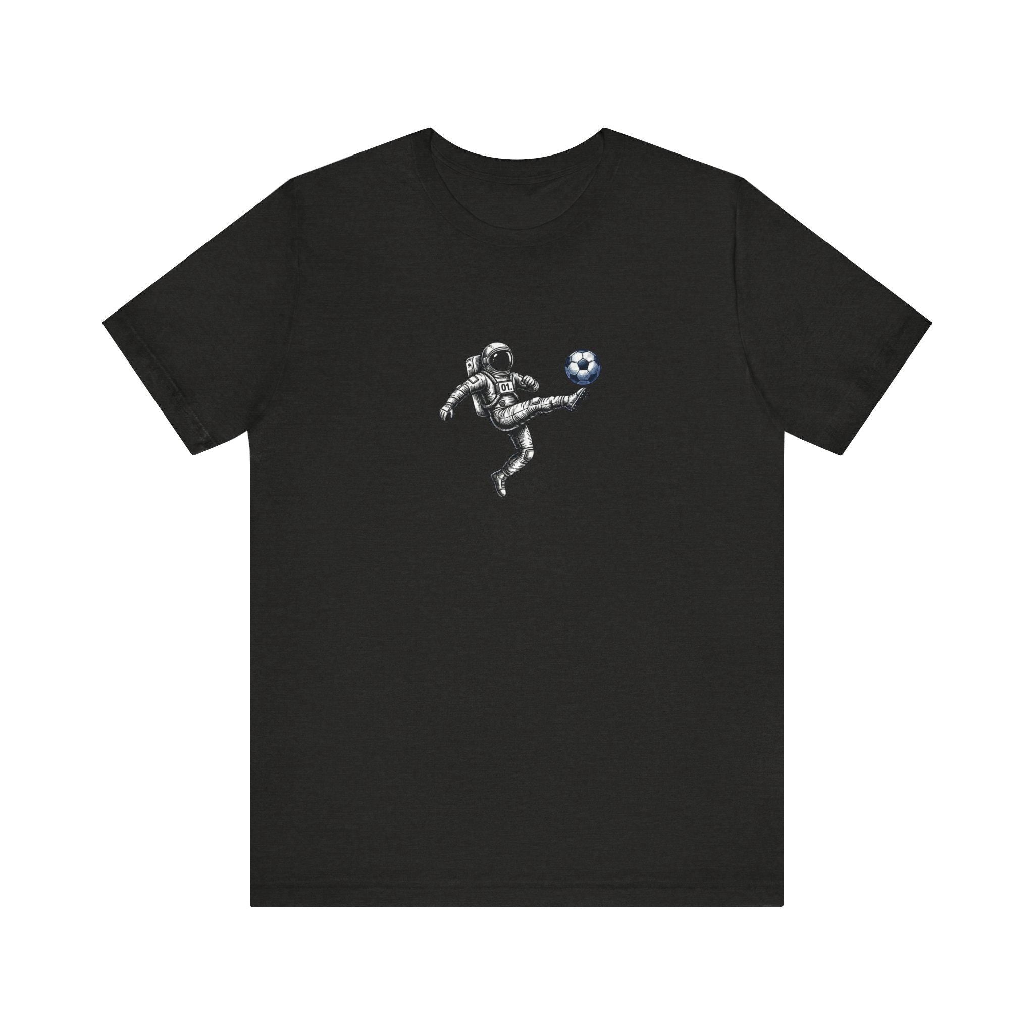 Astronaut Playing Soccer T-Shirt | Space Football Tee, Athletic Logo Back