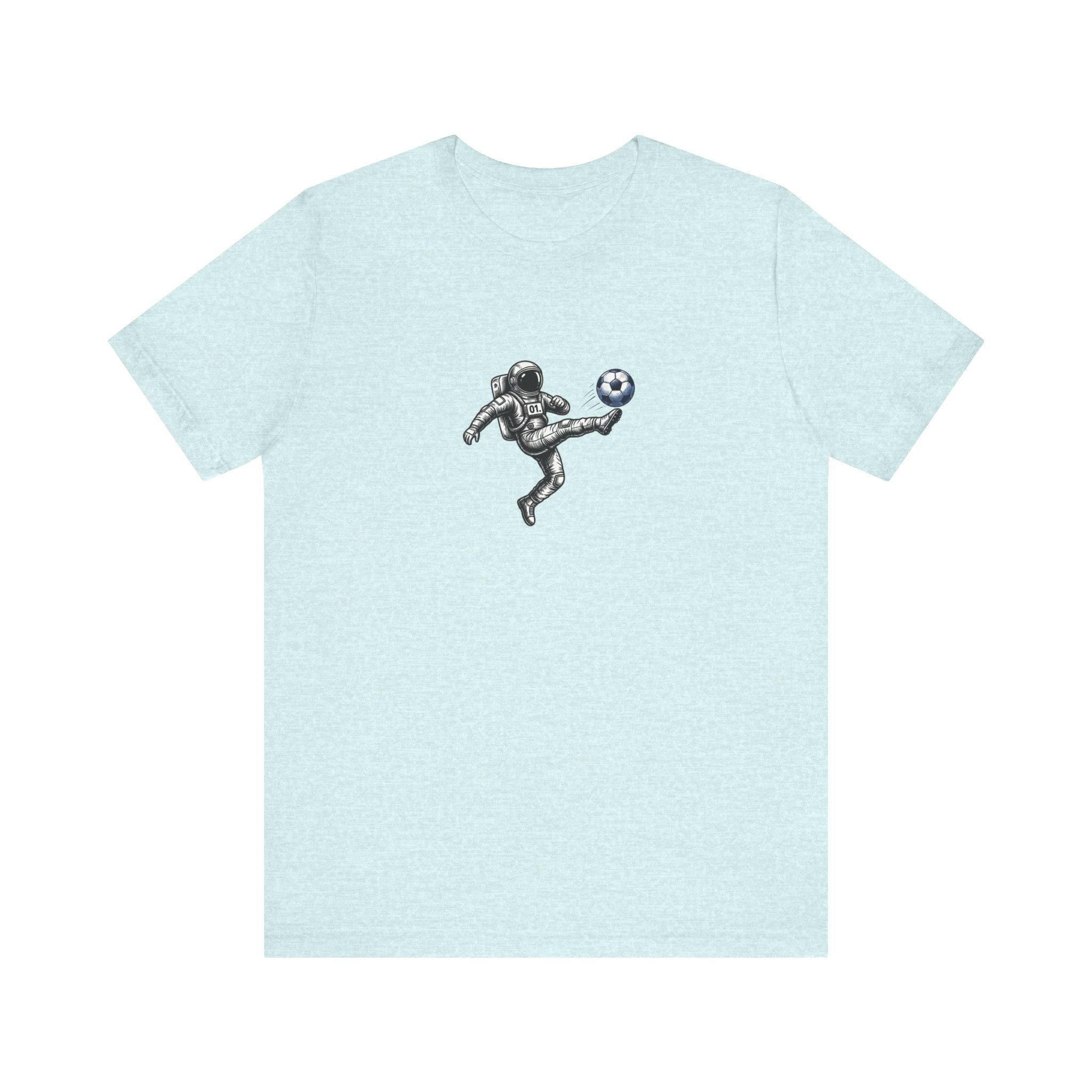 Astronaut Playing Soccer T-Shirt | Space Football Tee, Athletic Logo Back