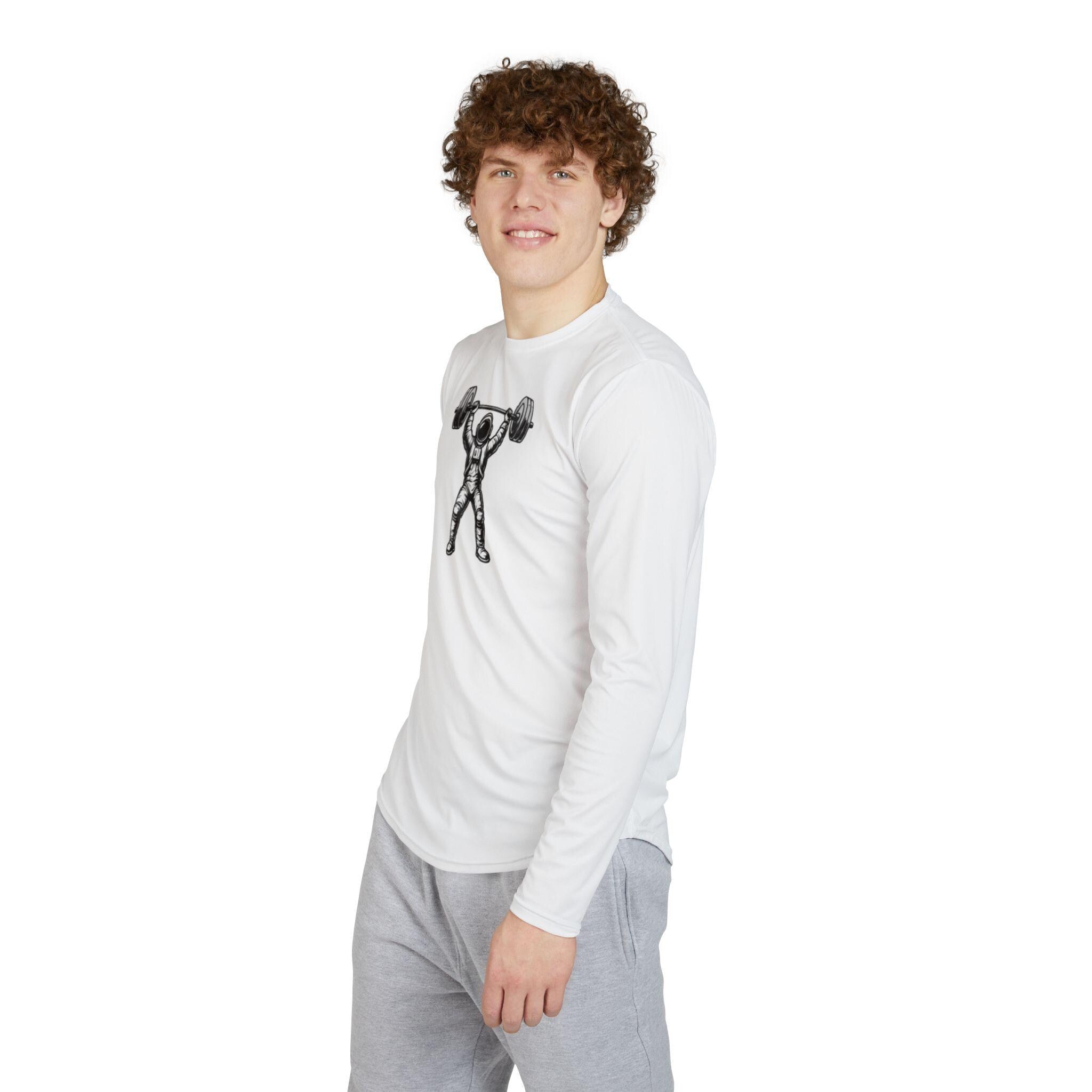 Weightlifting Astronaut Long Sleeve Shirt | GymStar Logo, Star Sleeve