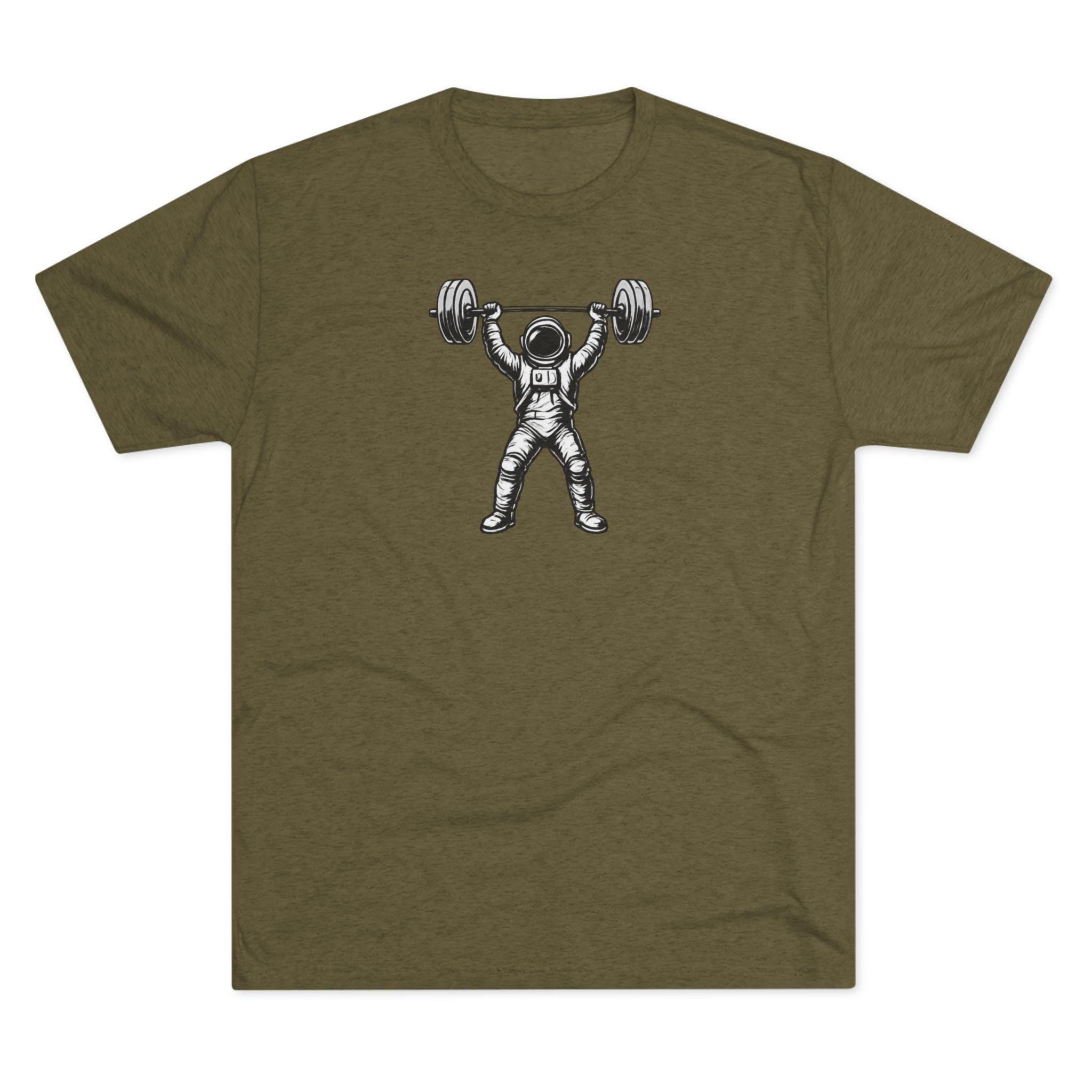 Astronaut Weightlifter T-Shirt | Gym Star Performance Clothing Back Logo