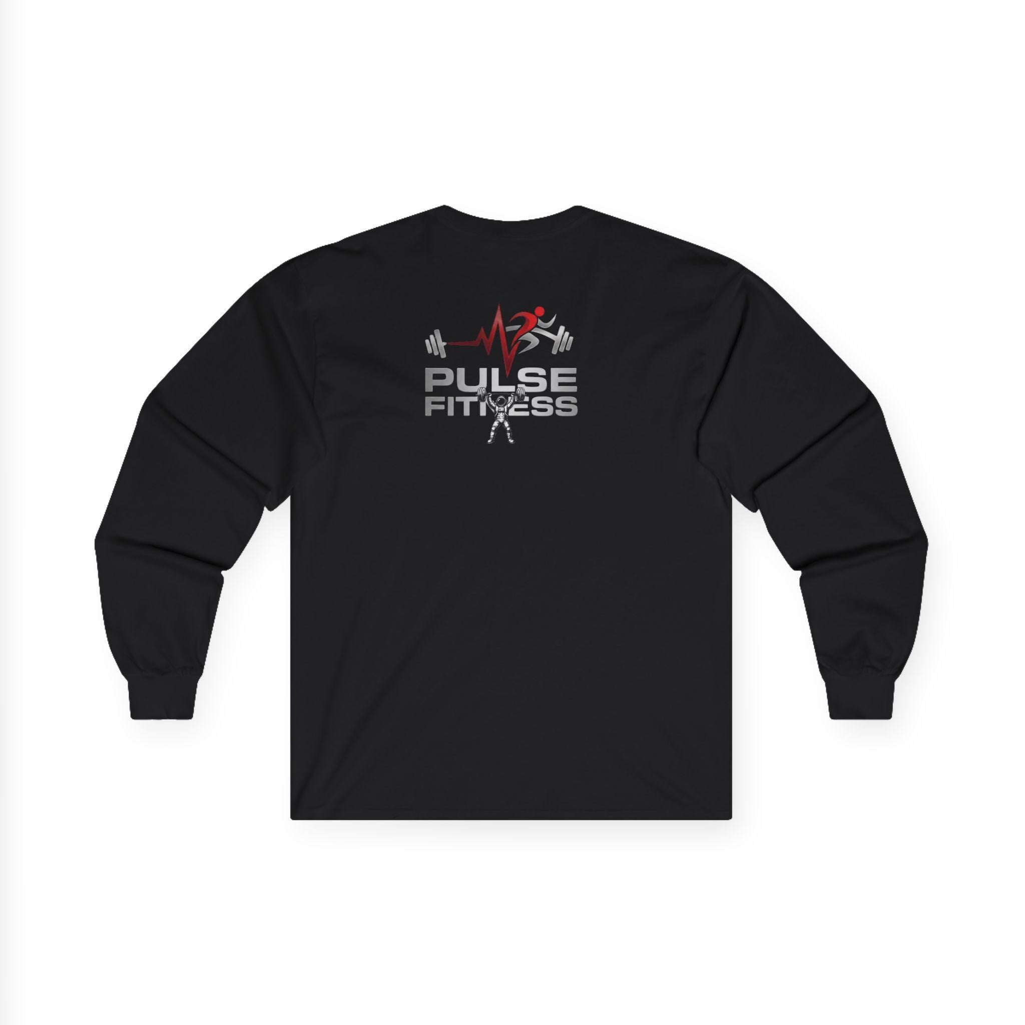 Astronaut Weightlifting Long Sleeve Tee | Pulse Fitness Logo on Back