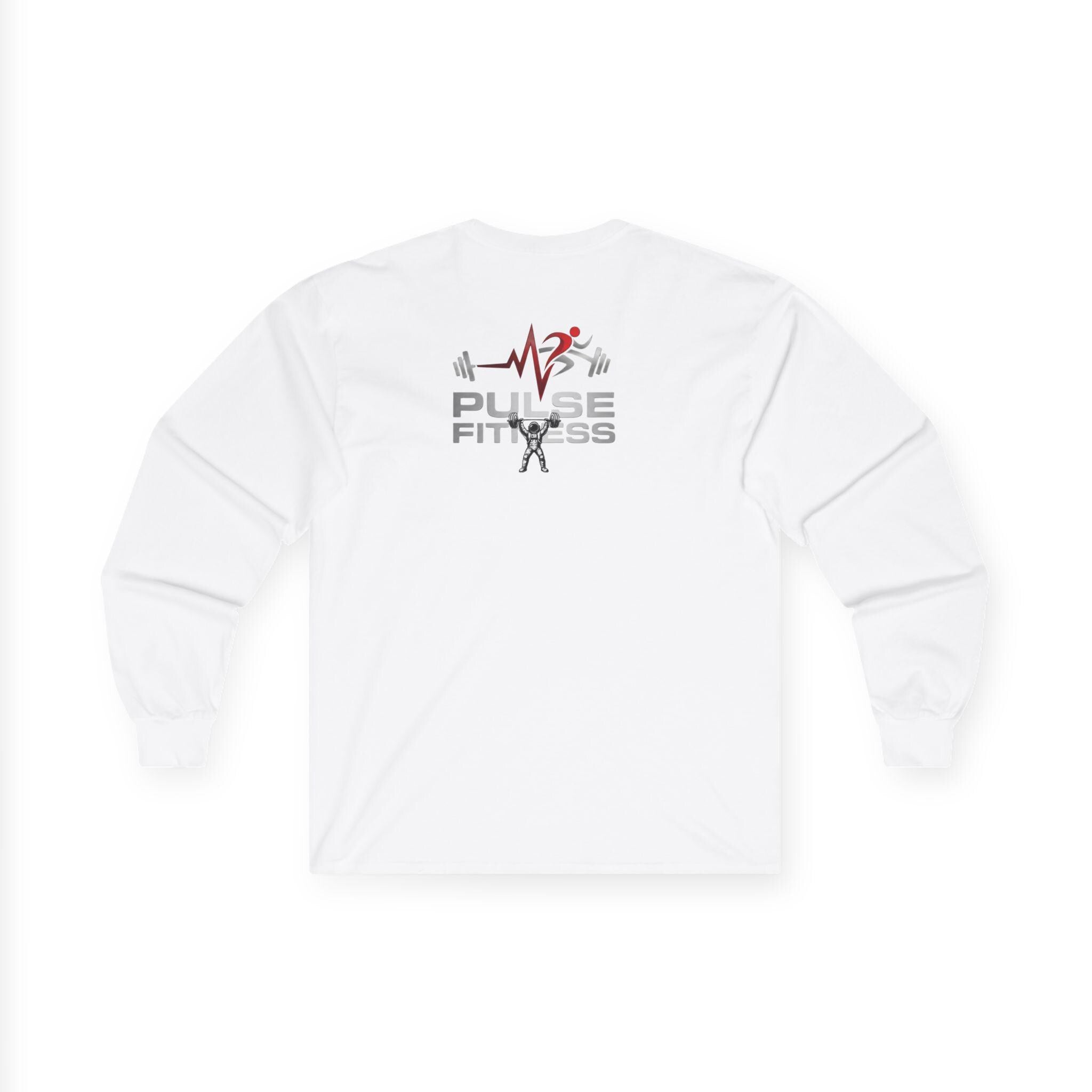 Astronaut Weightlifting Long Sleeve Tee | Pulse Fitness Logo on Back