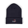 Heartbeat EKG Sketch Embroidery Beanie | Cuffed Knit Hat