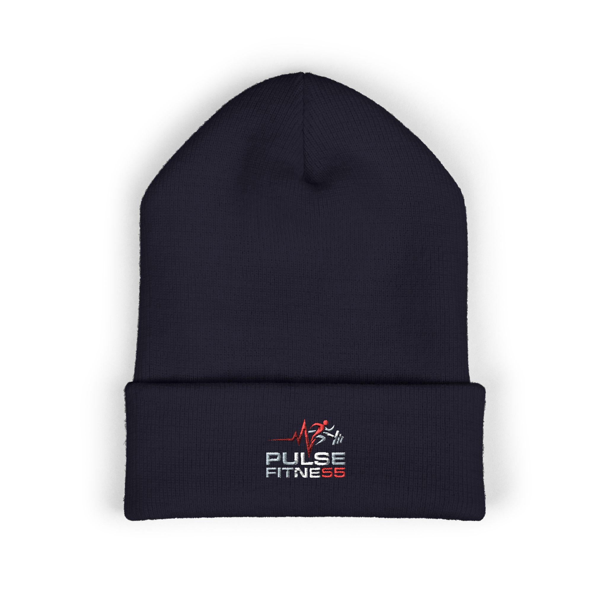 Heartbeat EKG Sketch Embroidery Beanie | Cuffed Knit Hat