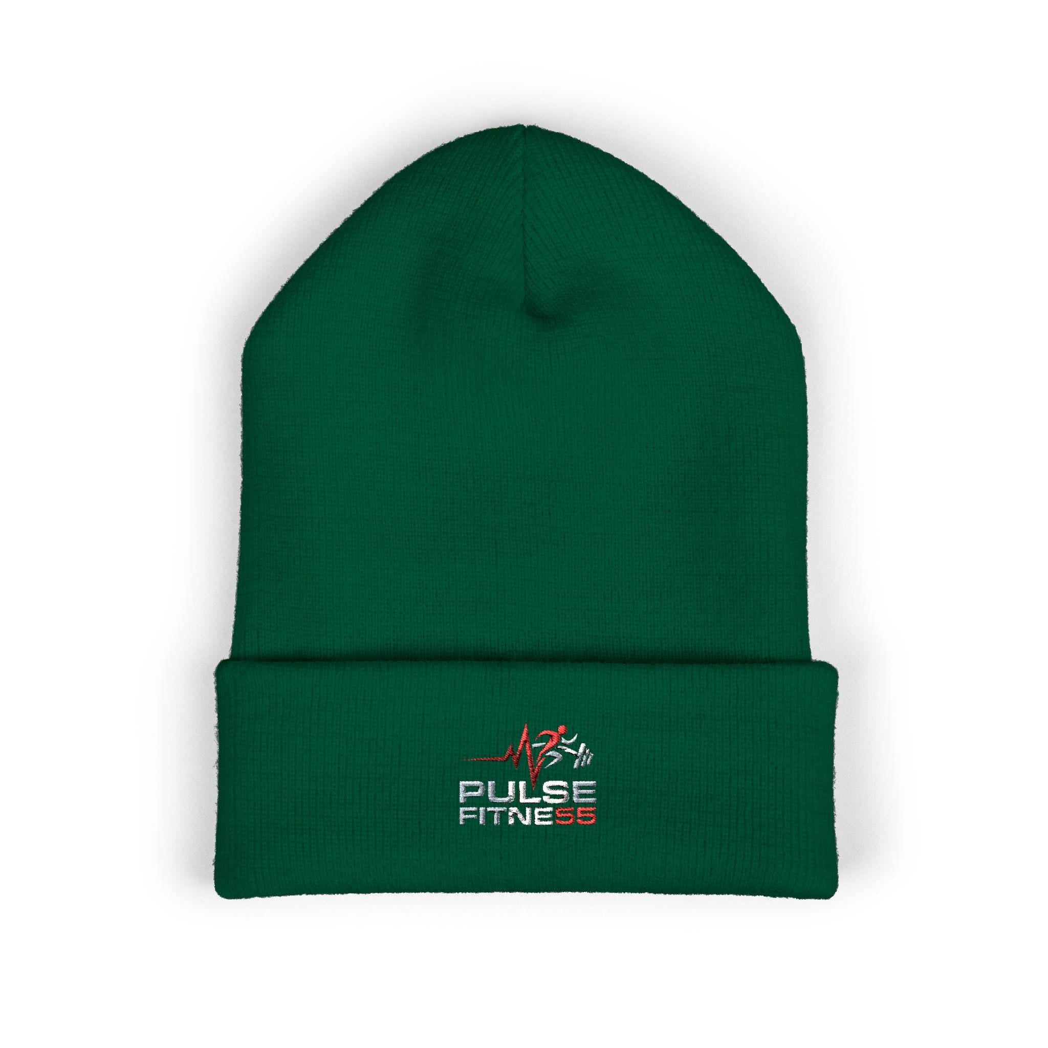 Heartbeat EKG Sketch Embroidery Beanie | Cuffed Knit Hat