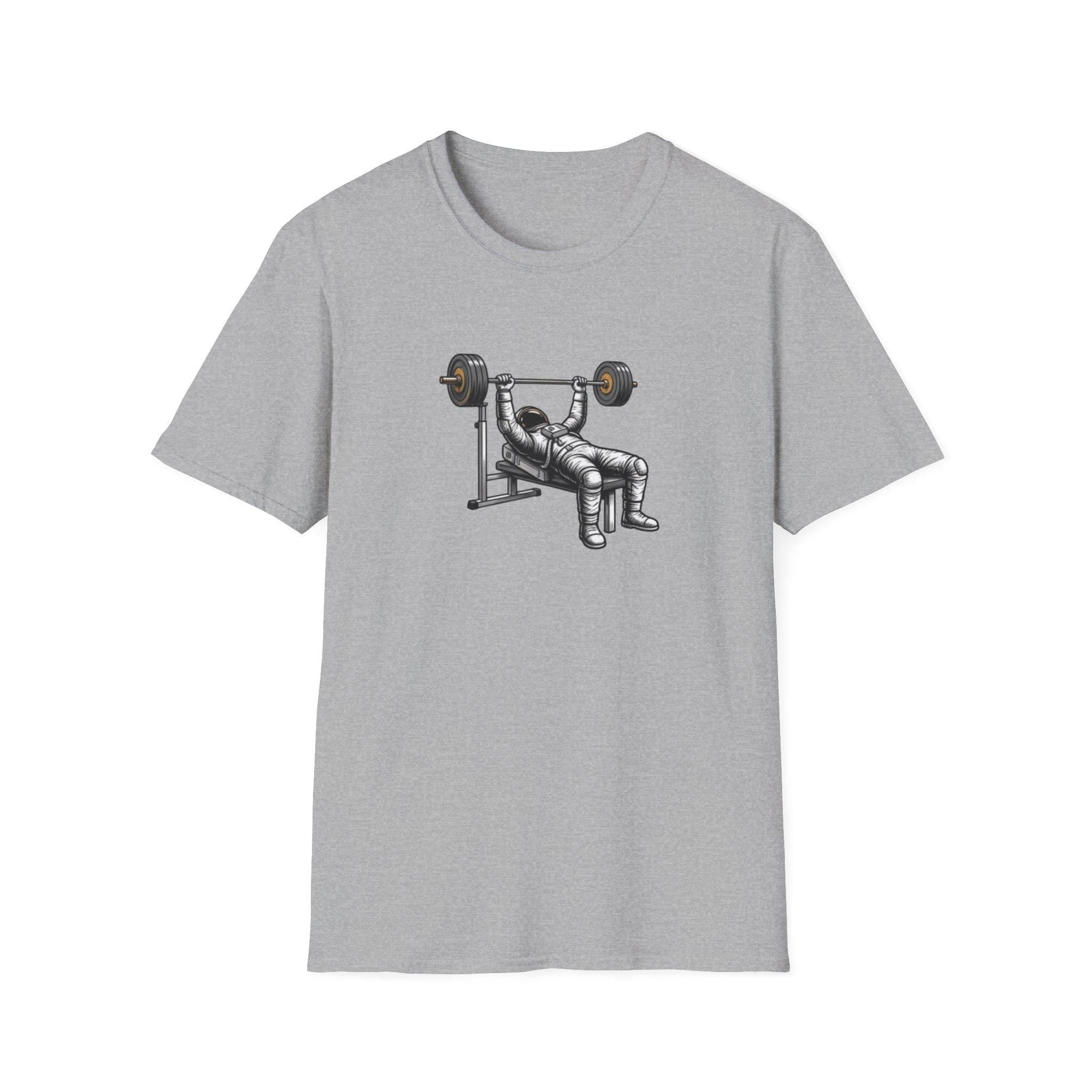 Astronaut Bench Press T-Shirt | Space Weightlifting Tee