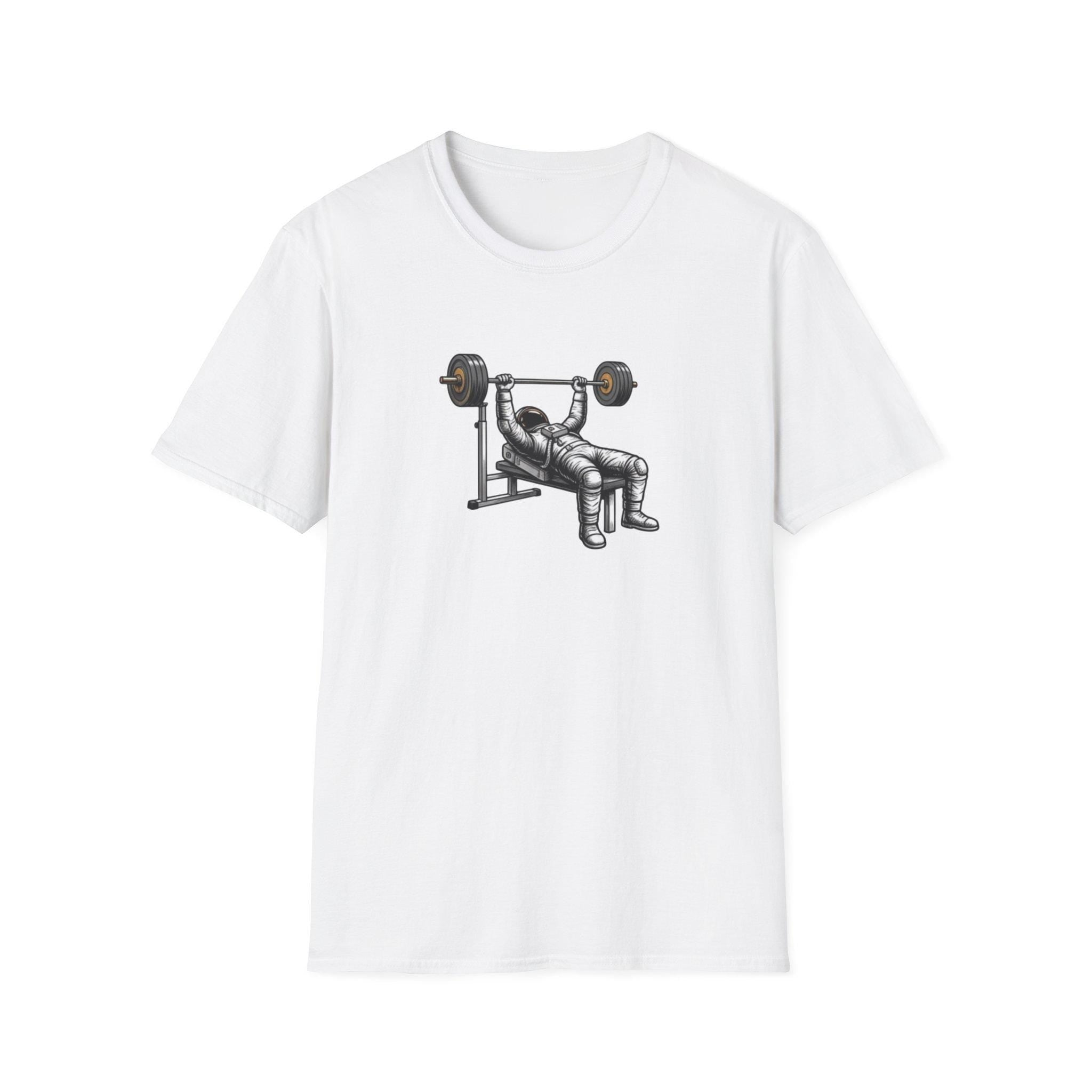 Astronaut Bench Press T-Shirt | Space Weightlifting Tee