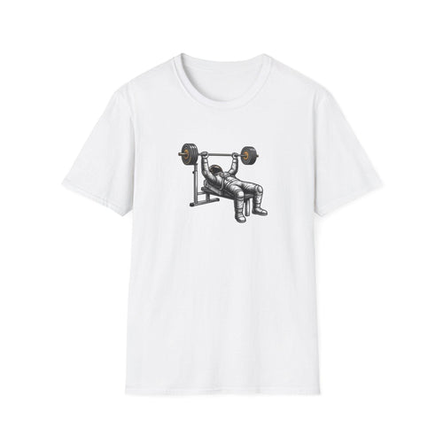 Astronaut Bench Press T-Shirt | Space Weightlifting Tee