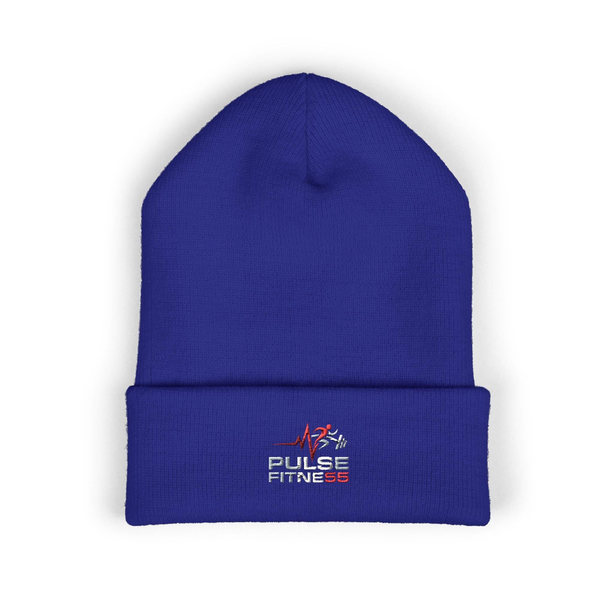 Heartbeat EKG Sketch Embroidery Beanie | Cuffed Knit Hat