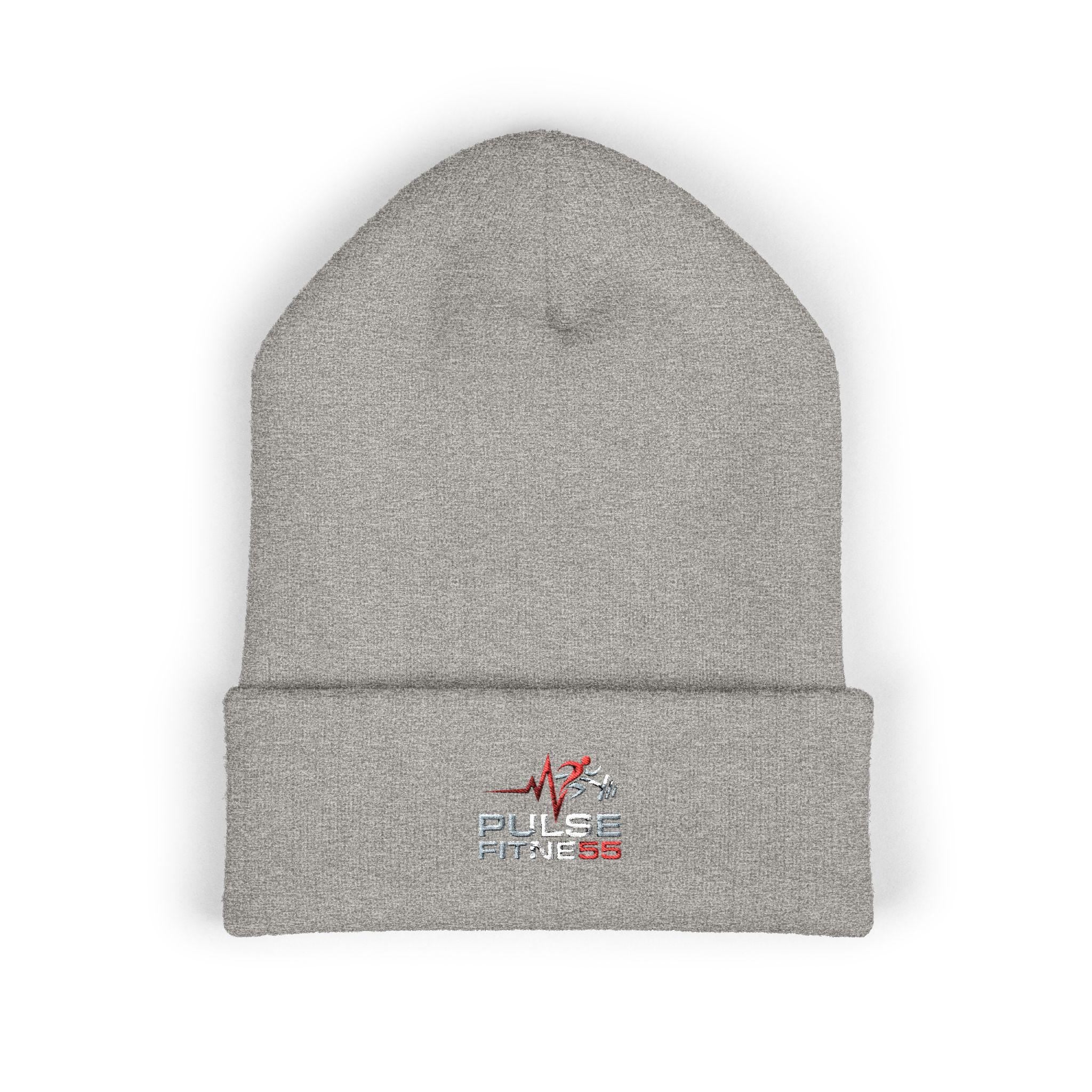Heartbeat EKG Sketch Embroidery Beanie | Cuffed Knit Hat