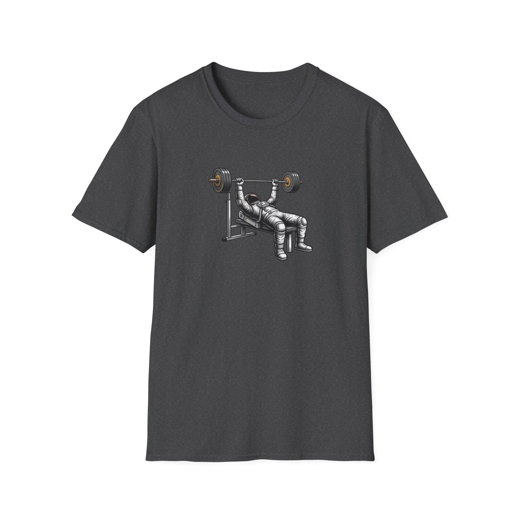 Astronaut Bench Press T-Shirt | Space Weightlifting Tee