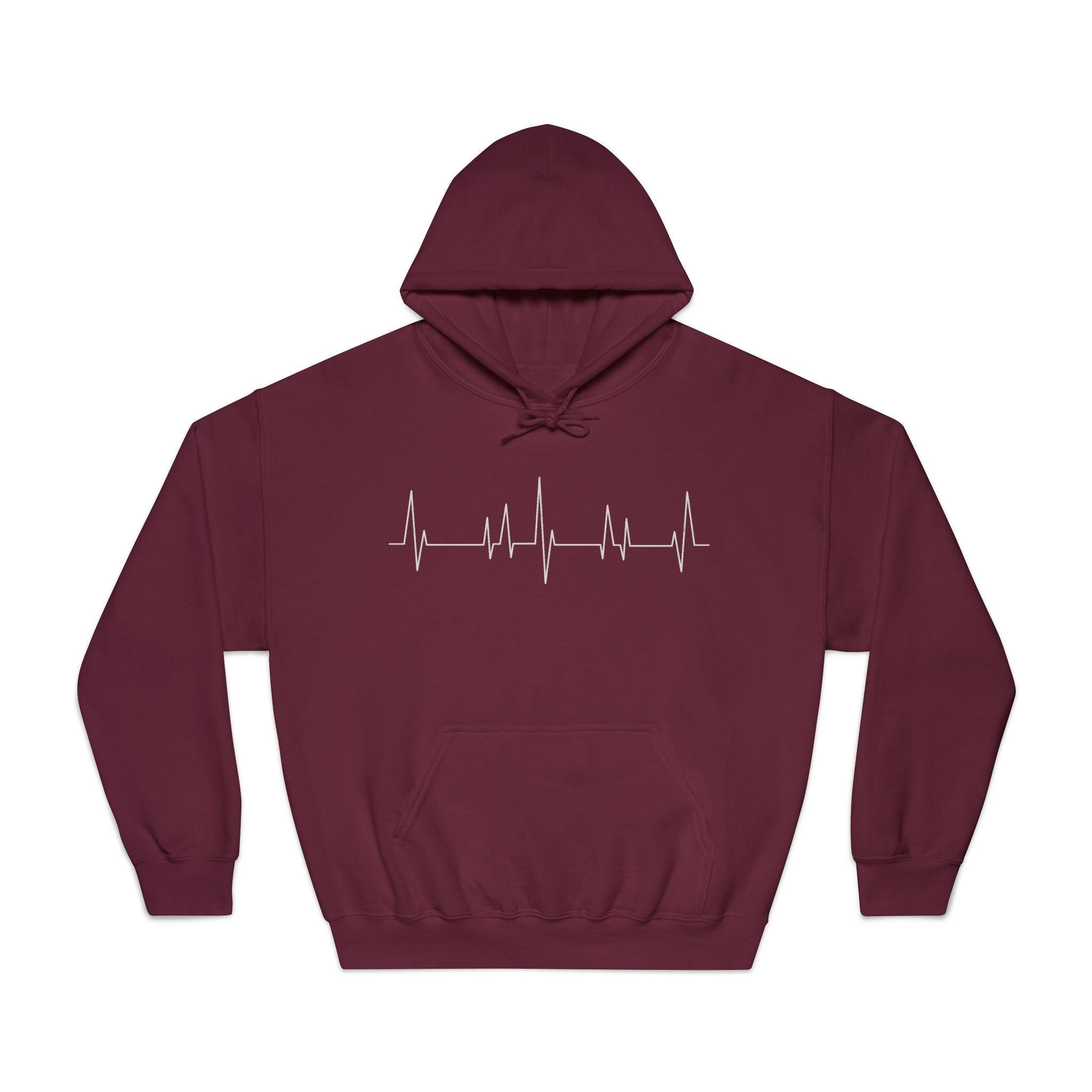 Heartbeat EKG Line Hoodie | Medical ECG Design, Minimal Black Sweatshirt