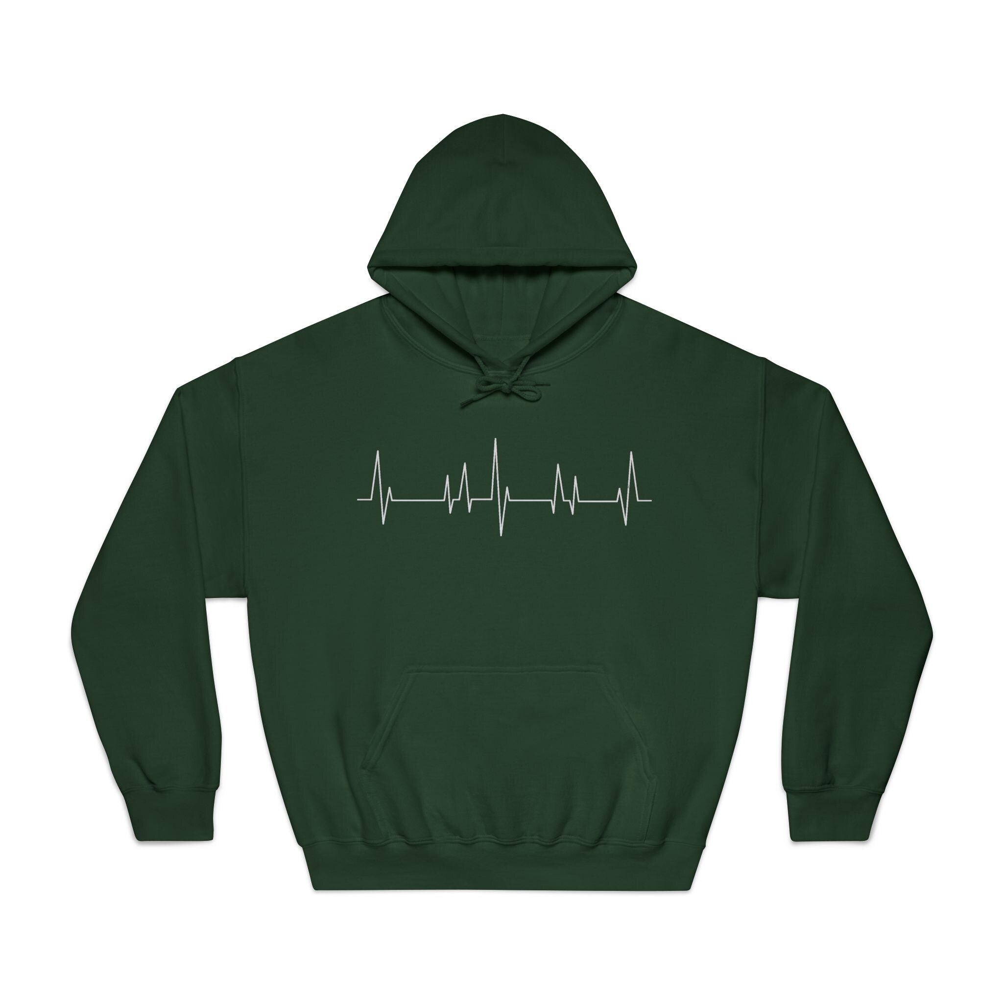 Heartbeat EKG Line Hoodie | Medical ECG Design, Minimal Black Sweatshirt