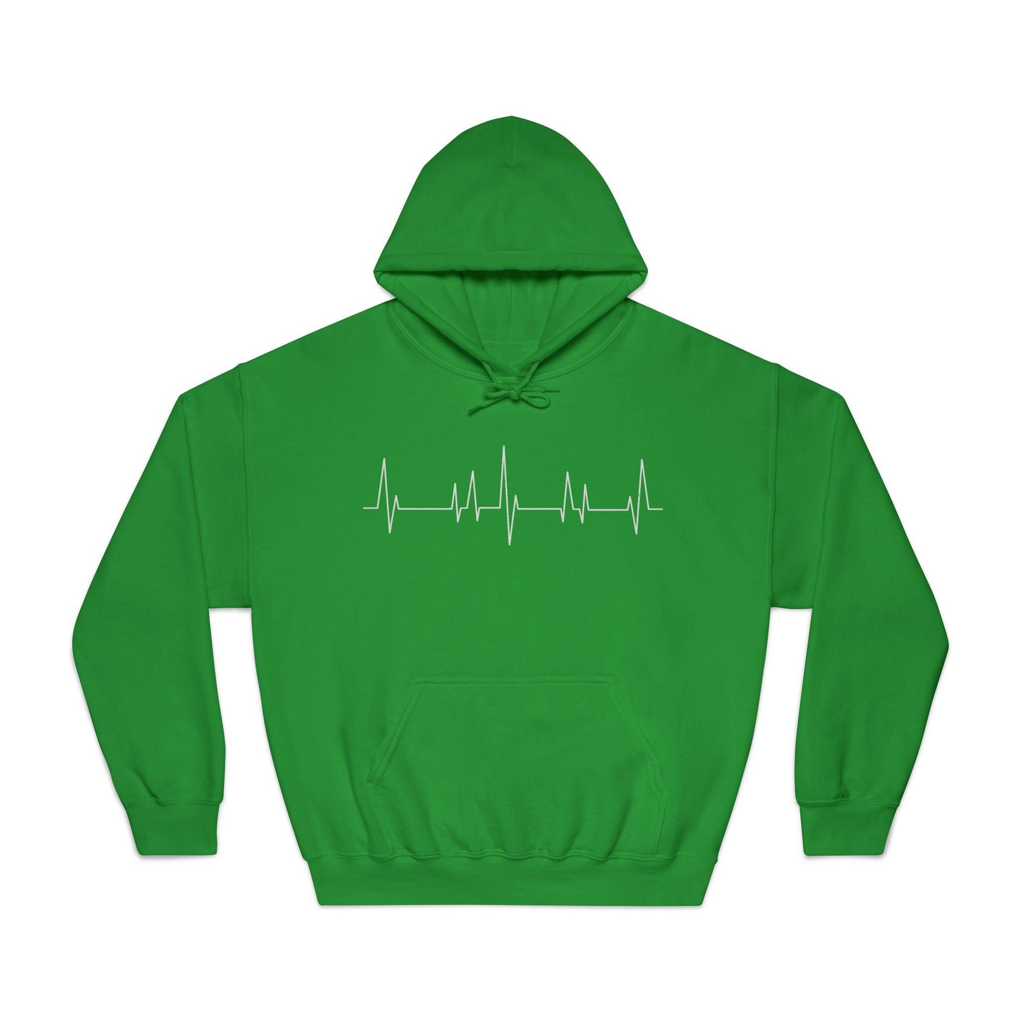 Heartbeat EKG Line Hoodie | Medical ECG Design, Minimal Black Sweatshirt