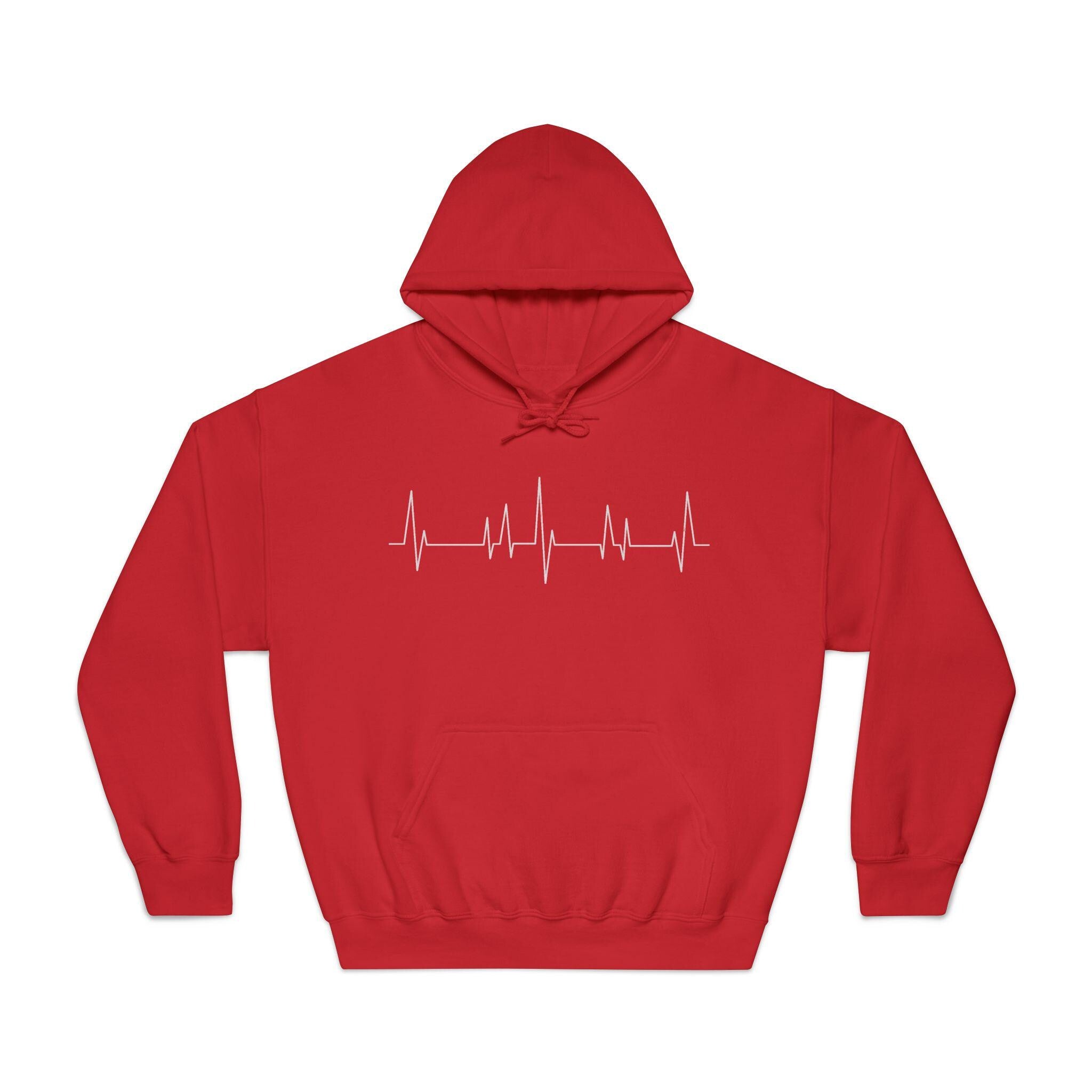 Heartbeat EKG Line Hoodie | Medical ECG Design, Minimal Black Sweatshirt