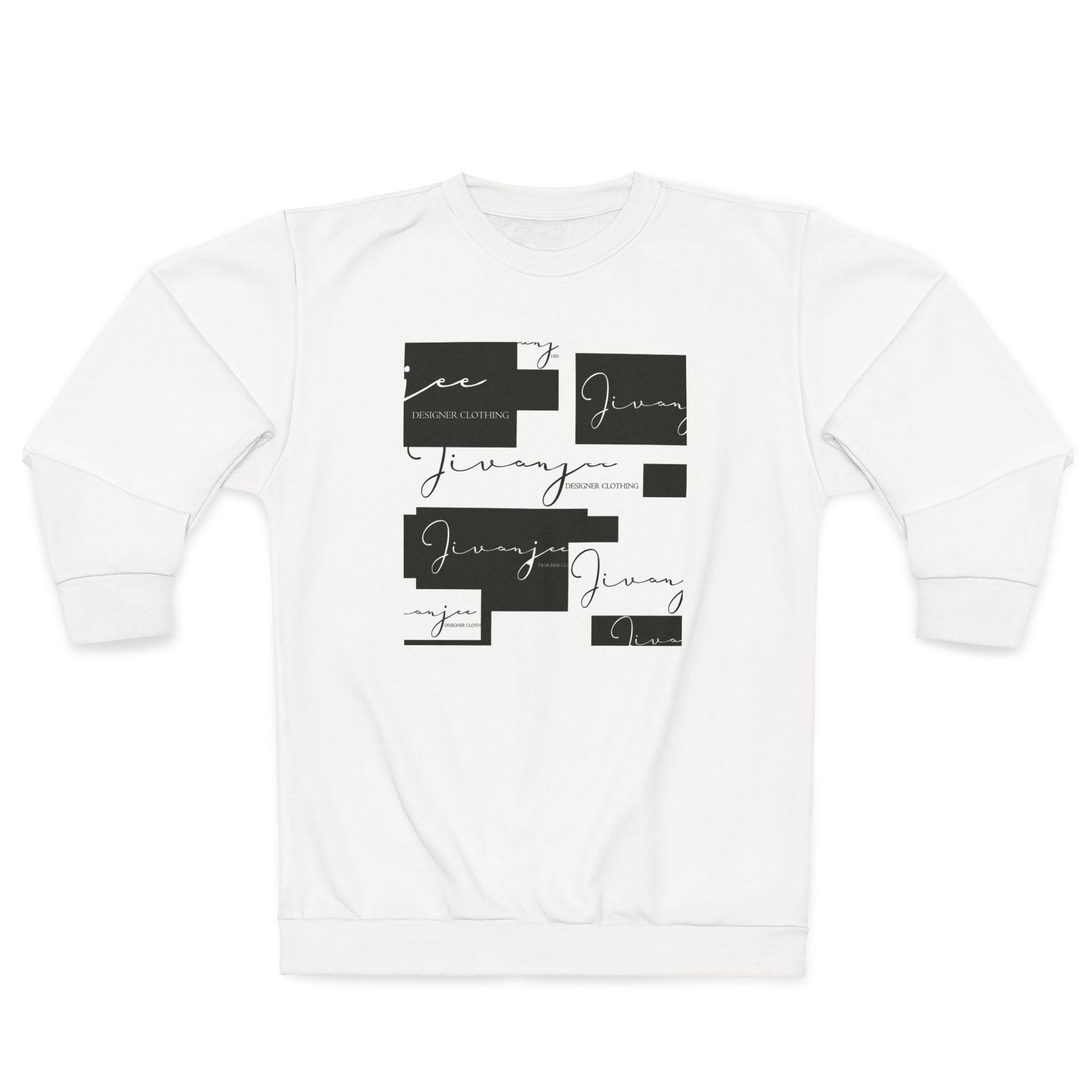 Jivanjee Designer Abstract Script Blocks Sweatshirt | Minimal Black Graphic Pullover