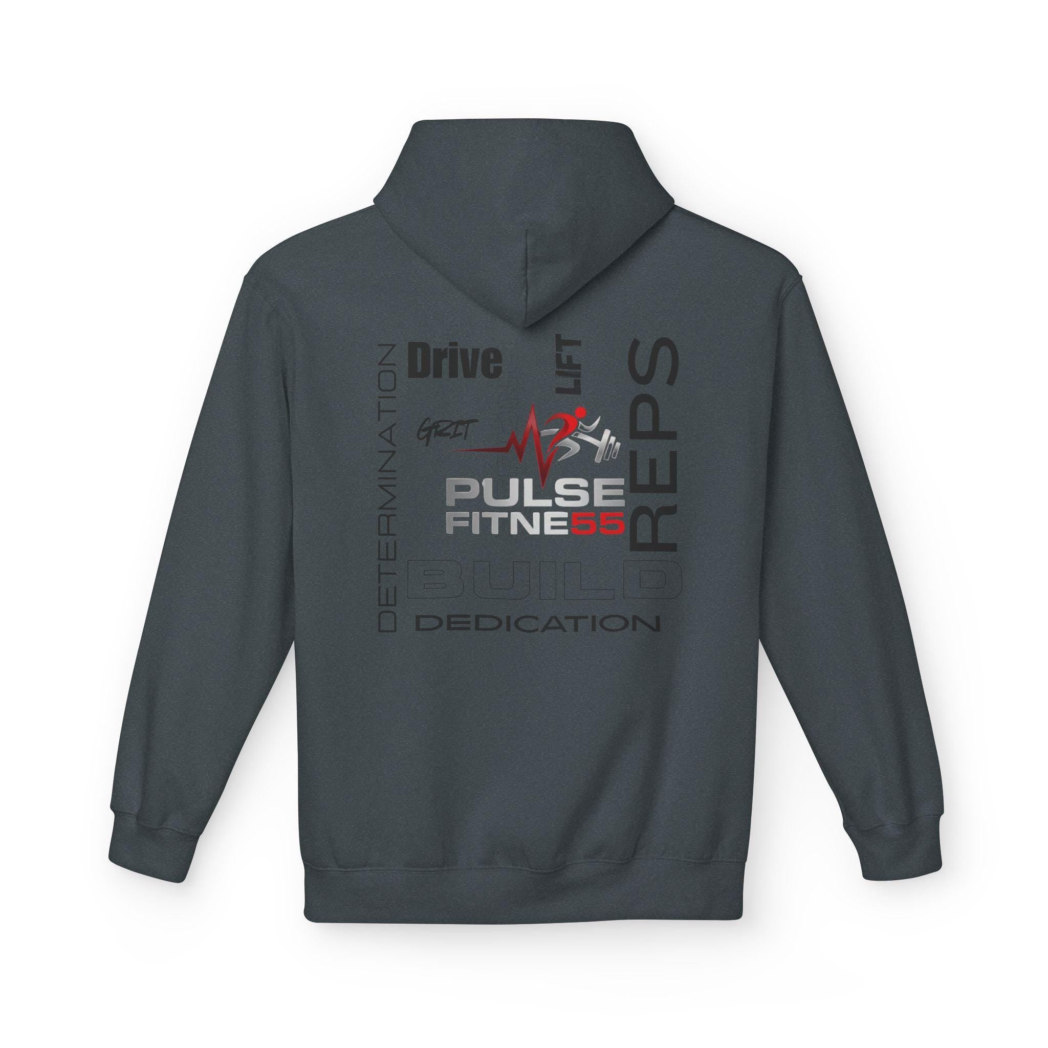 Pulse Fitne55 Heartbeat Barbell Hoodie | Gym Motivation Workout Apparel