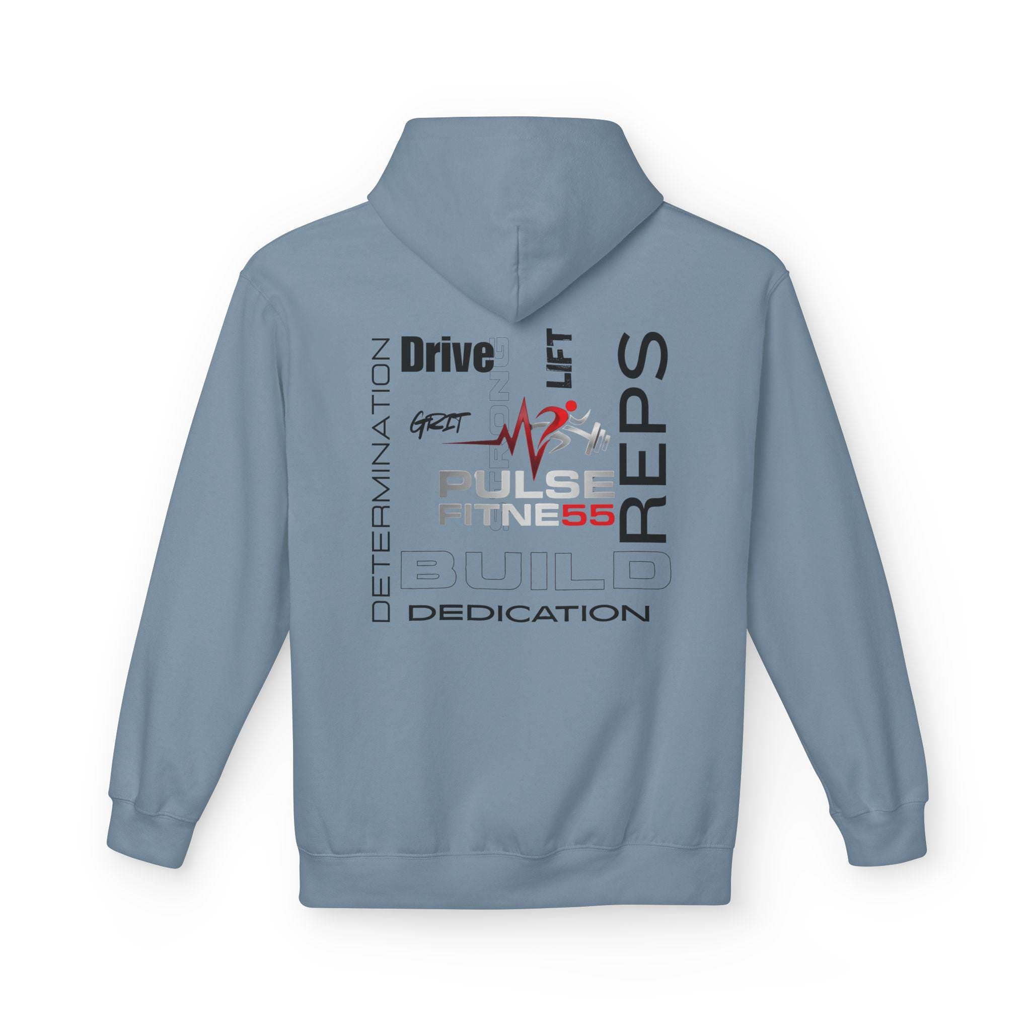 Pulse Fitne55 Heartbeat Barbell Hoodie | Gym Motivation Workout Apparel