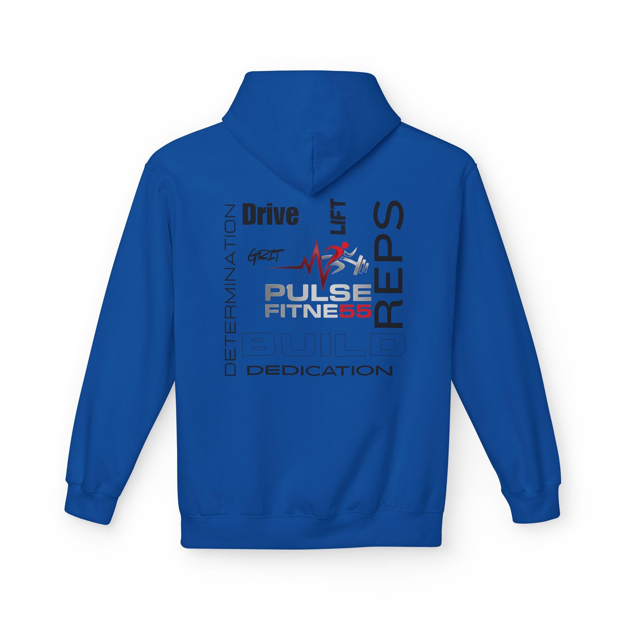 Pulse Fitne55 Heartbeat Barbell Hoodie | Gym Motivation Workout Apparel