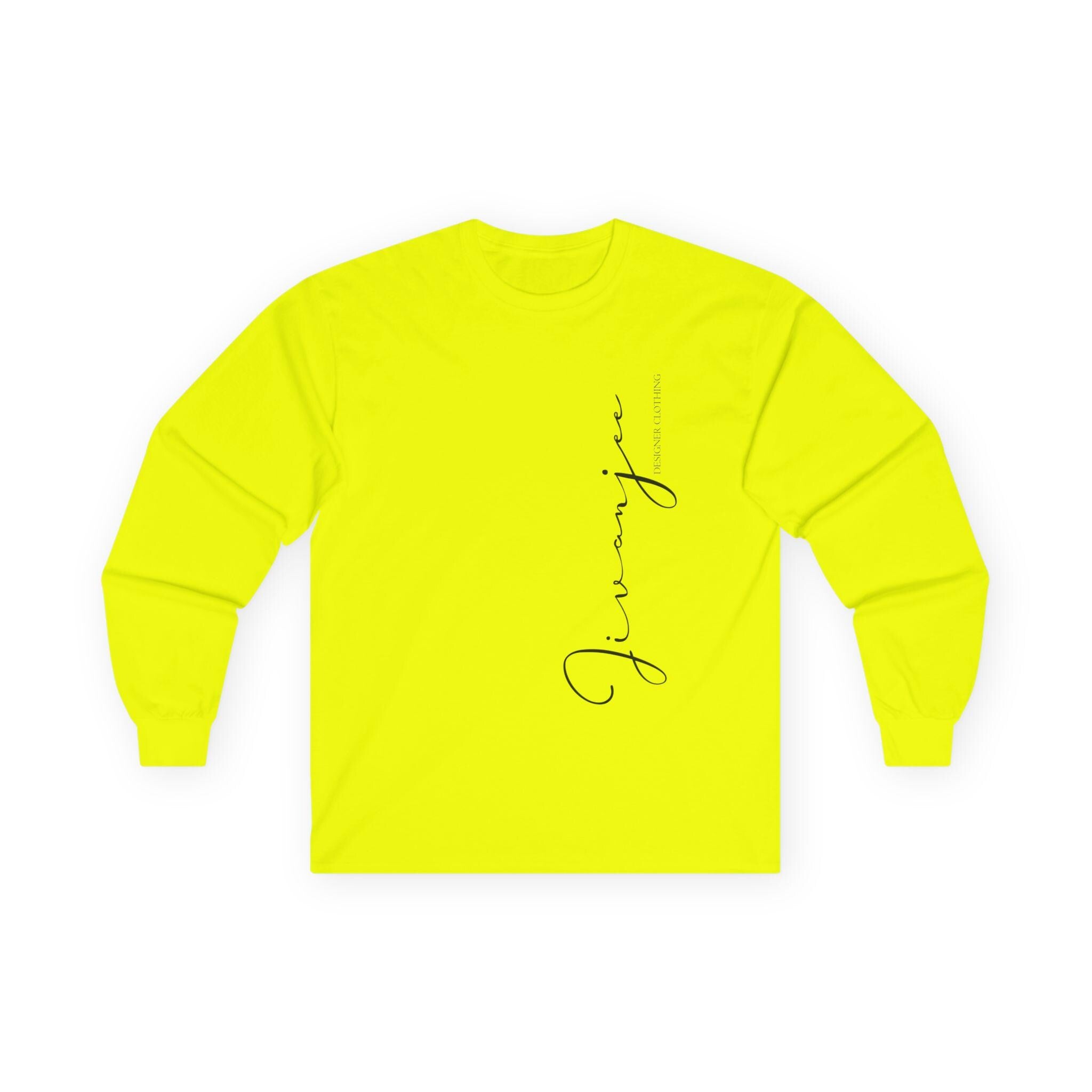 Jivanjee Designer Script Vertical Print Long Sleeve Tee | Minimal Calligraphy