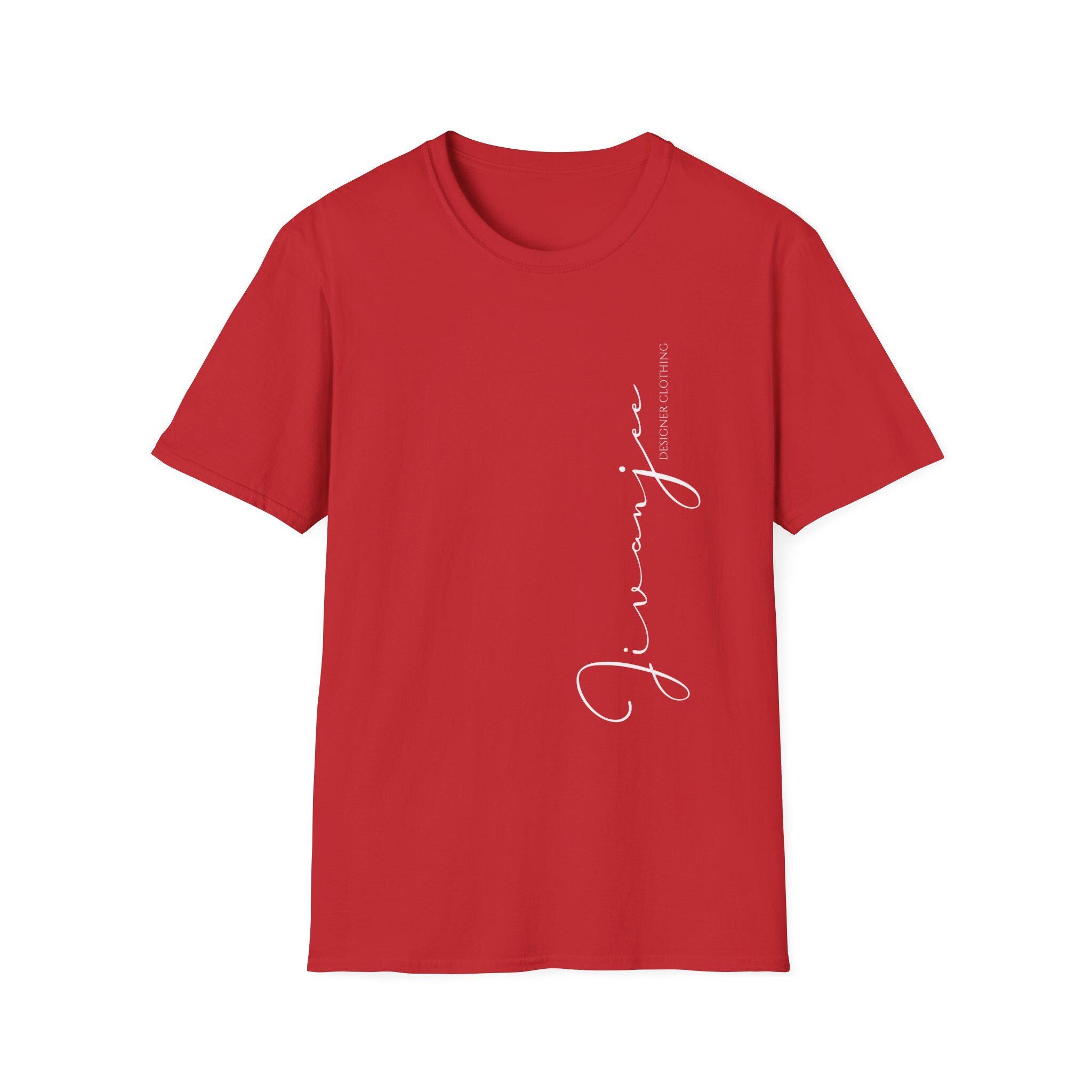 Jivanjee designer Minimal Script Logo T-Shirt | Vertical Signature Side Print