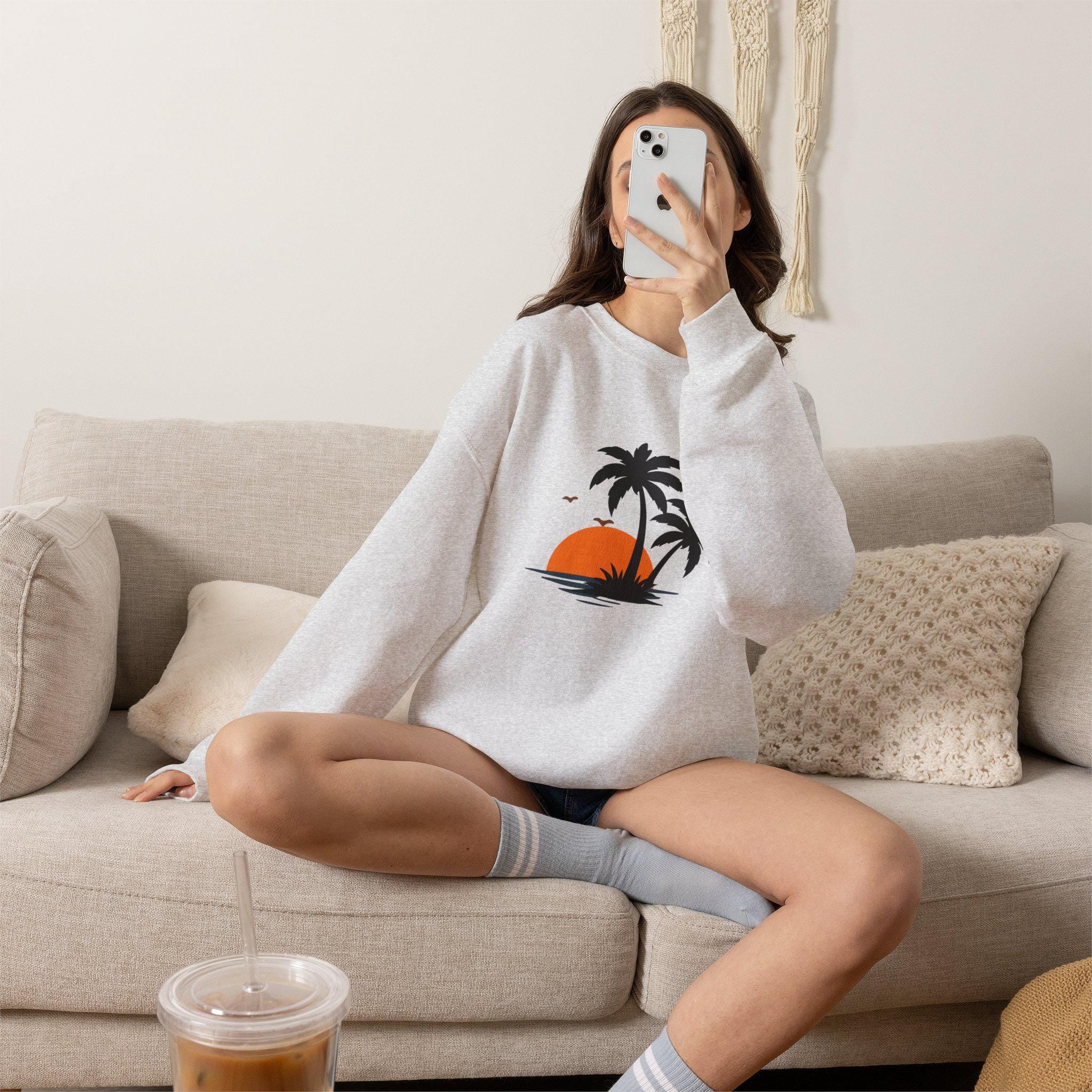 Crewneck Sweatshirt Coastal Retro Graphic Apparel