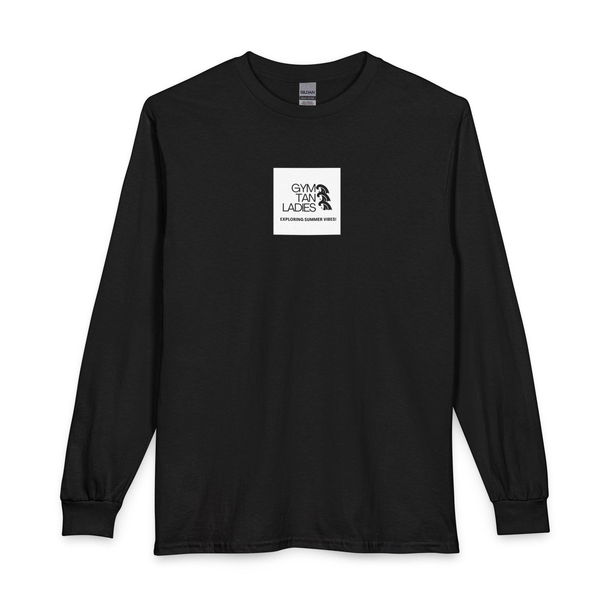 Mens Gym Tan Long Sleeve Tee — "Exploring Summer Vibes" Graphic