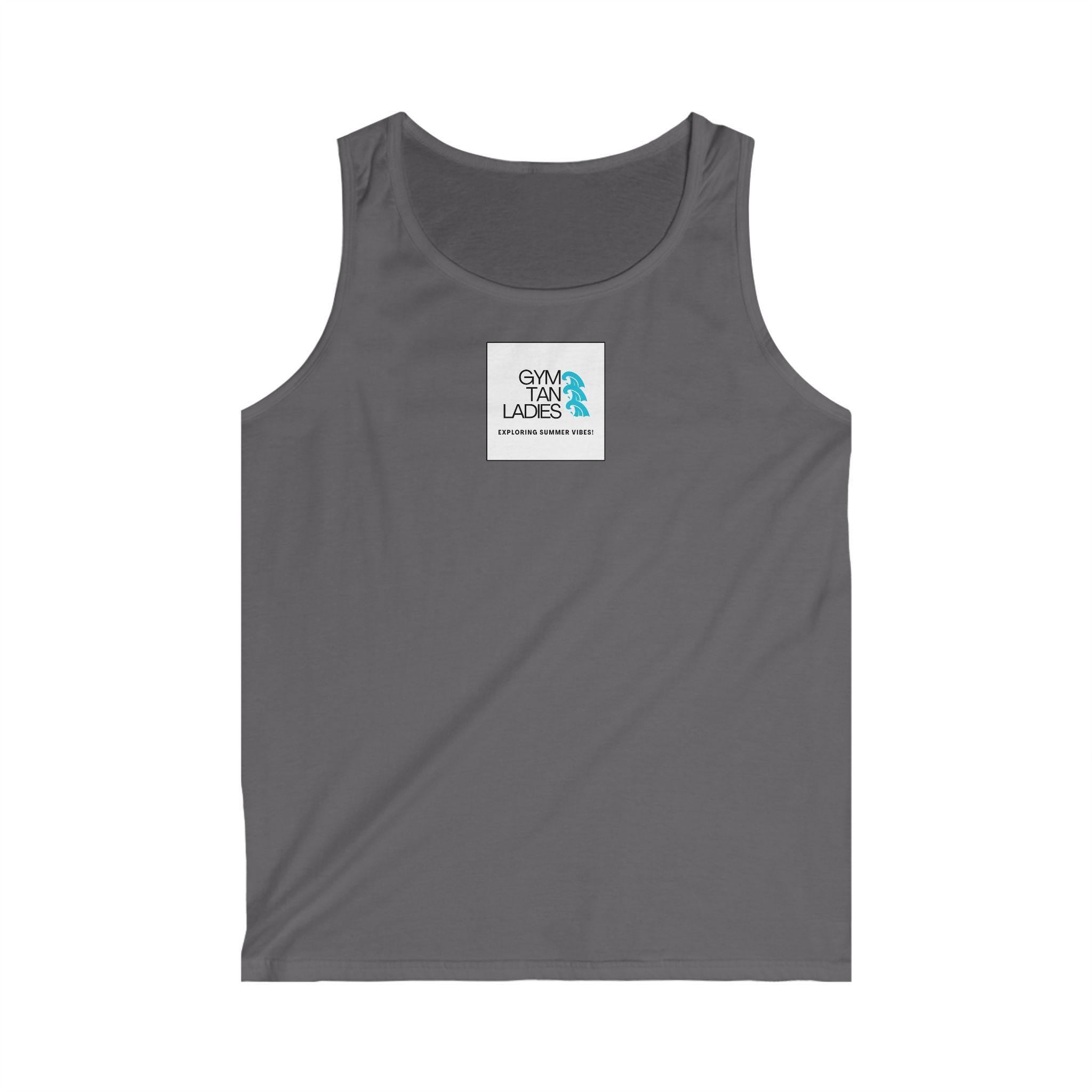 Mens Gym Tan Tank Top — "Exploring Summer Vibes" Beach Workout Tank