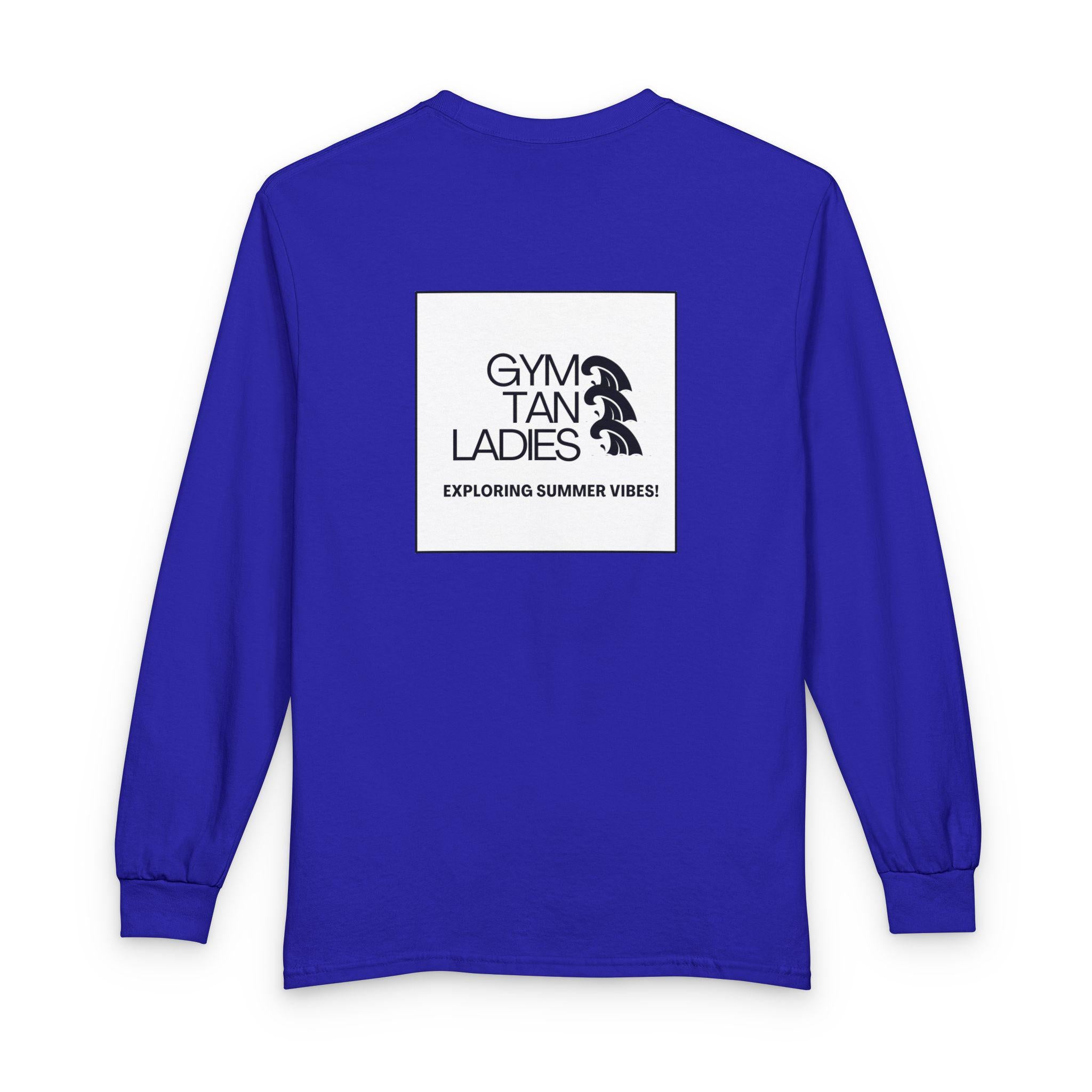 Mens Gym Tan Long Sleeve Tee — "Exploring Summer Vibes" Graphic