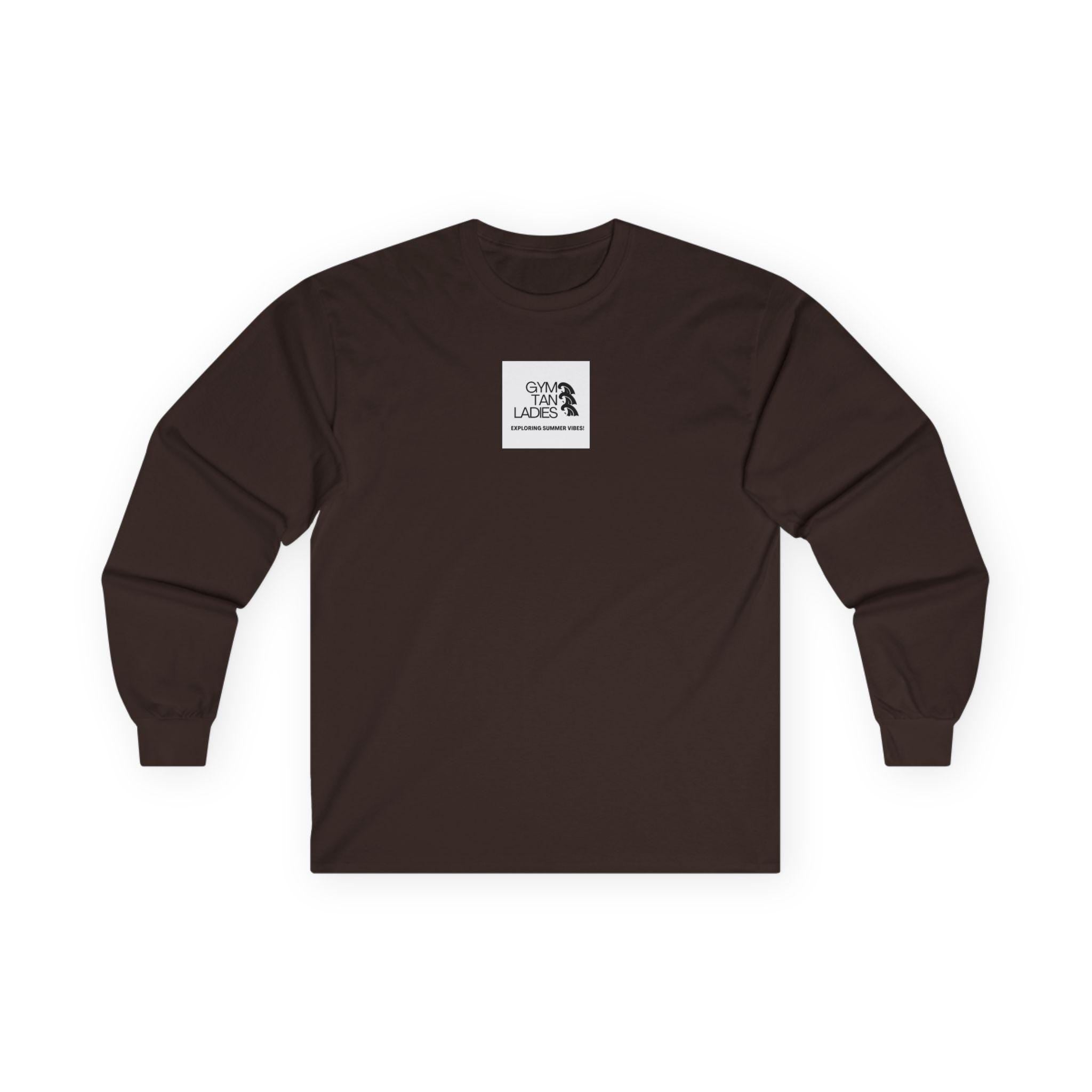 Mens Gym Tan logo Long Sleeve Tee