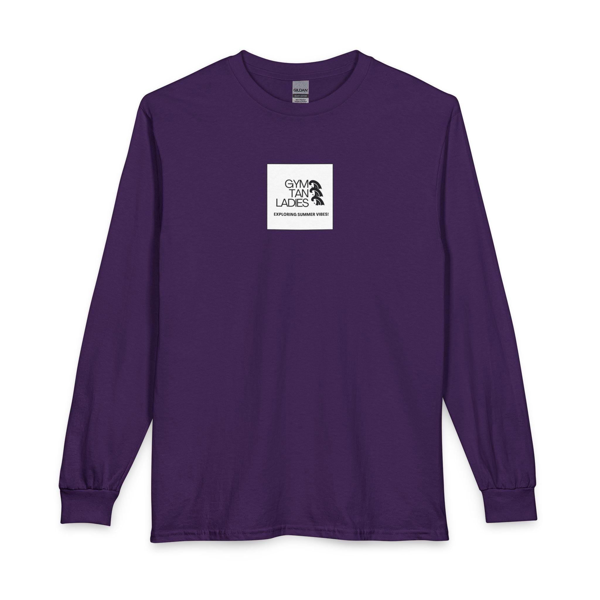 Mens Gym Tan Long Sleeve Tee — "Exploring Summer Vibes" Graphic