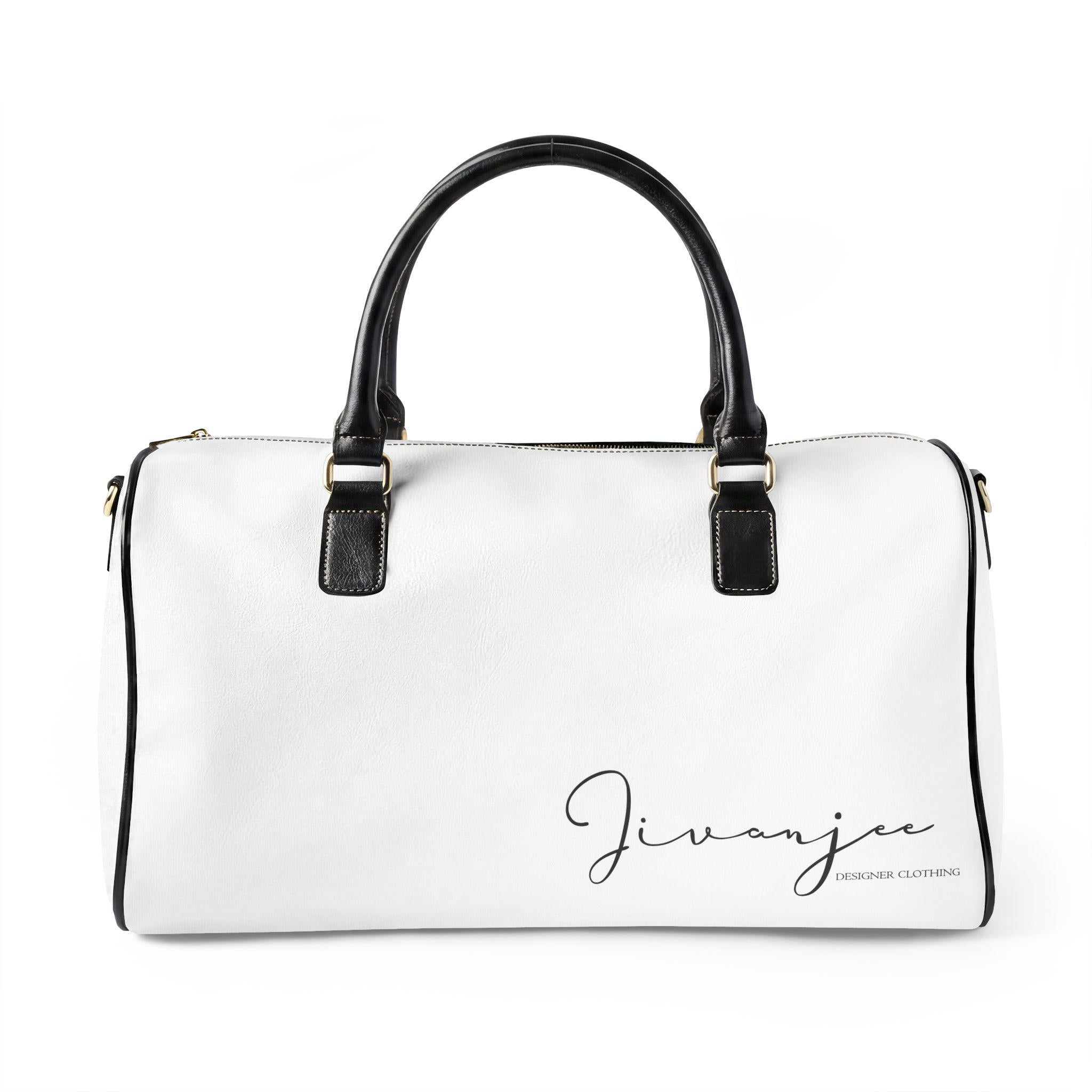 Jivanjee Designer Faux Leather Travel Bag  Minimal Script Monogram Weekender