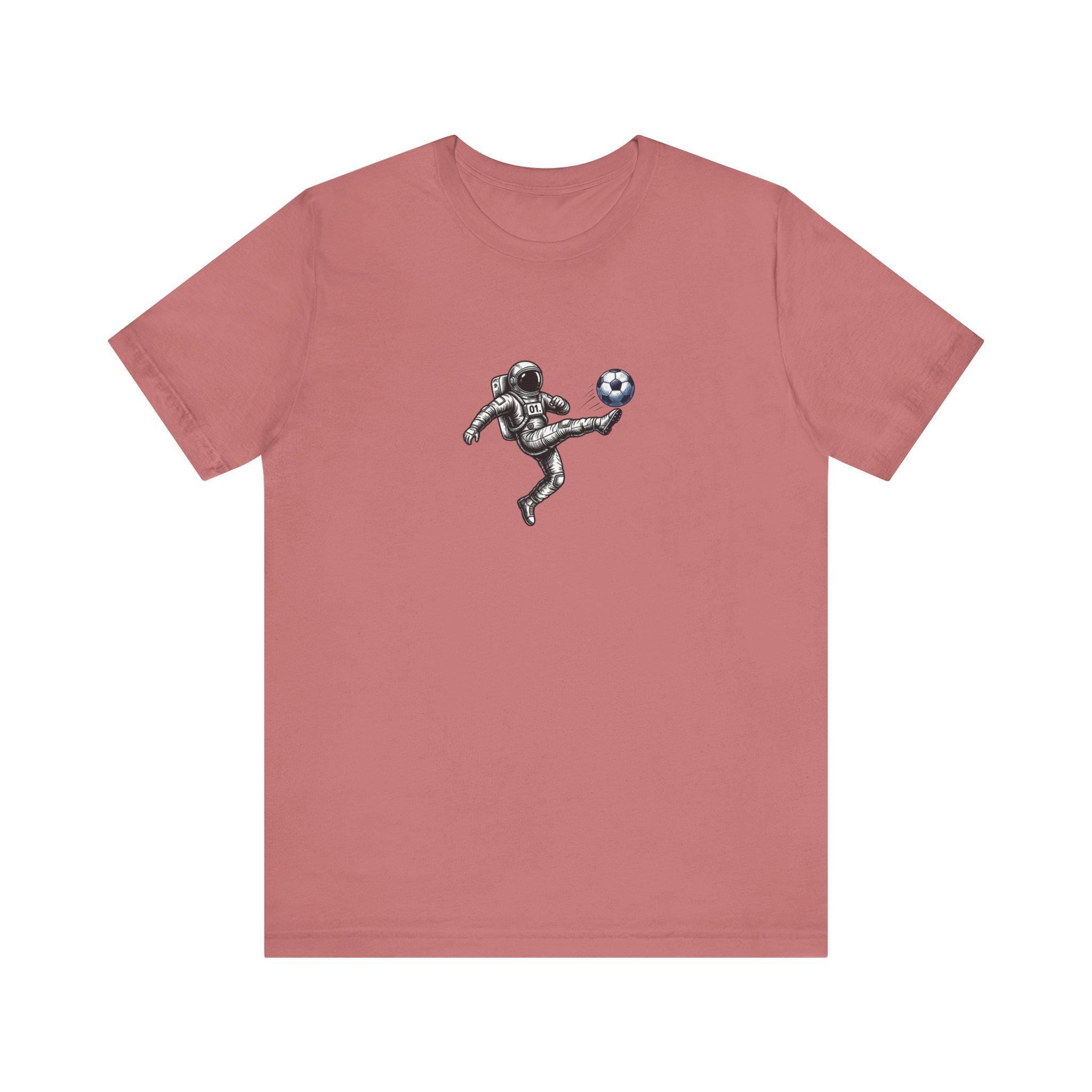 Astronaut Playing Soccer T-Shirt | Space Football Tee, Athletic Logo Back