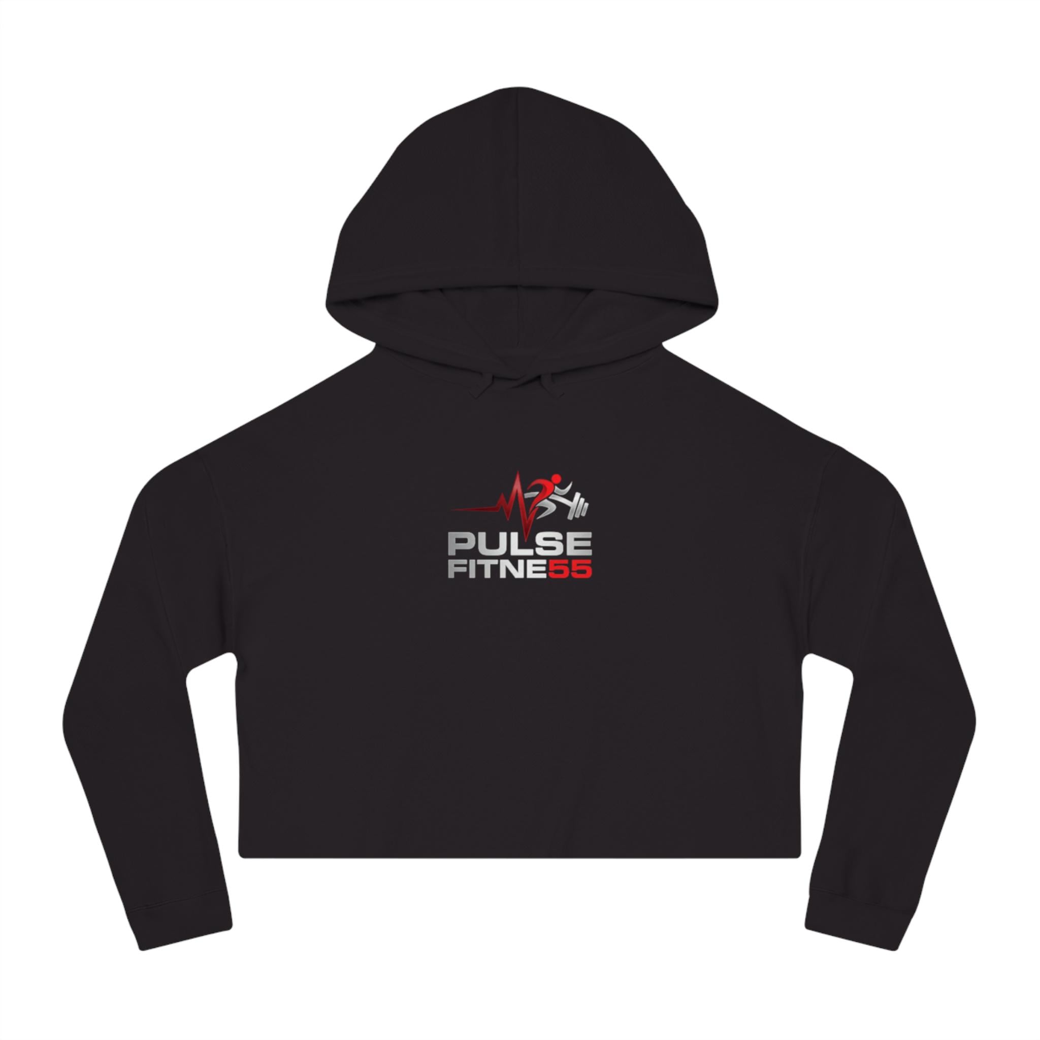 Pulse Fitness 55 Logo Cropped Hoodie | Athletic Workout Sweatshirt