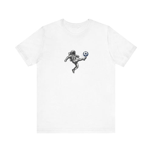 Astronaut Playing Soccer T-Shirt | Space Football Tee, Athletic Logo Back