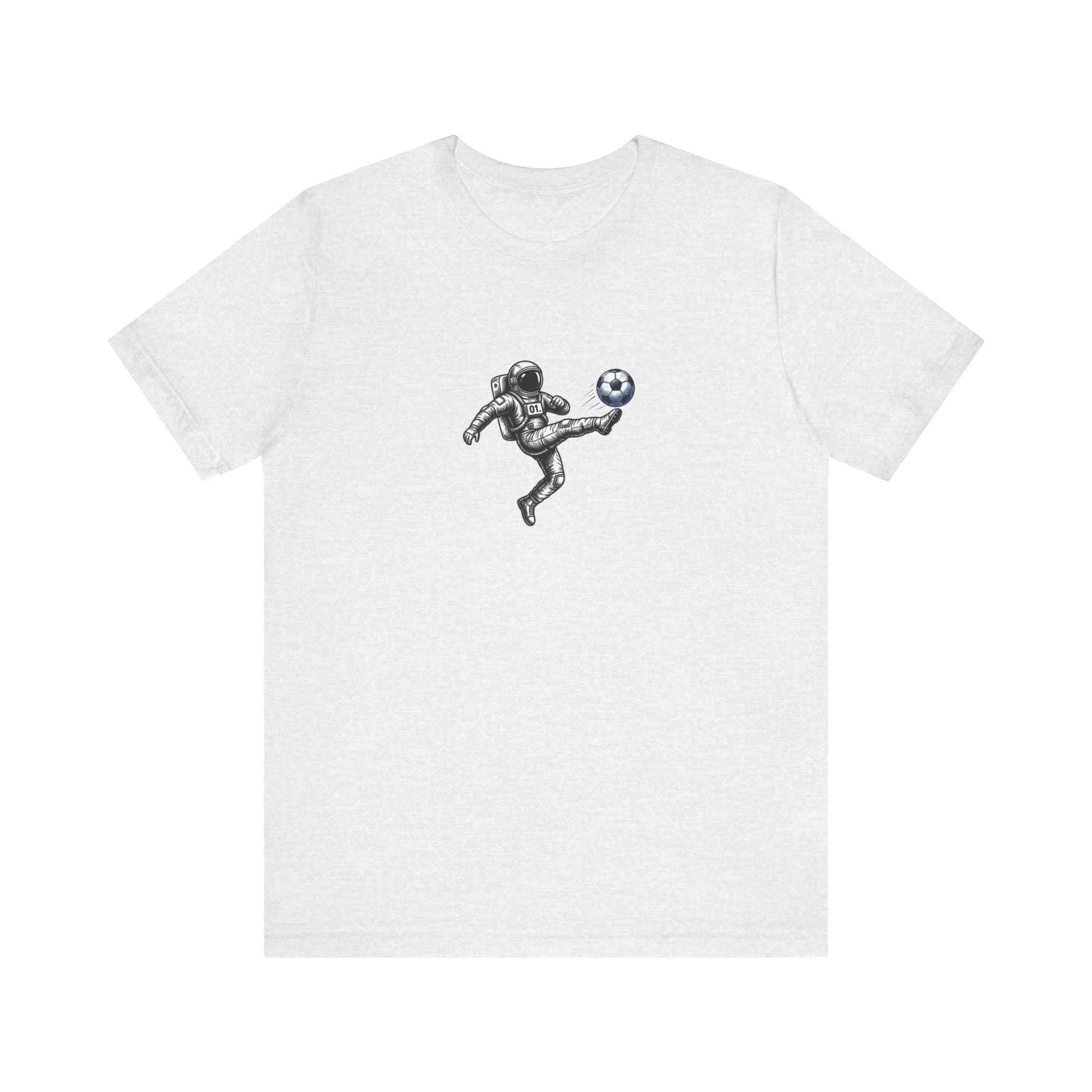 Astronaut Playing Soccer T-Shirt | Space Football Tee, Athletic Logo Back